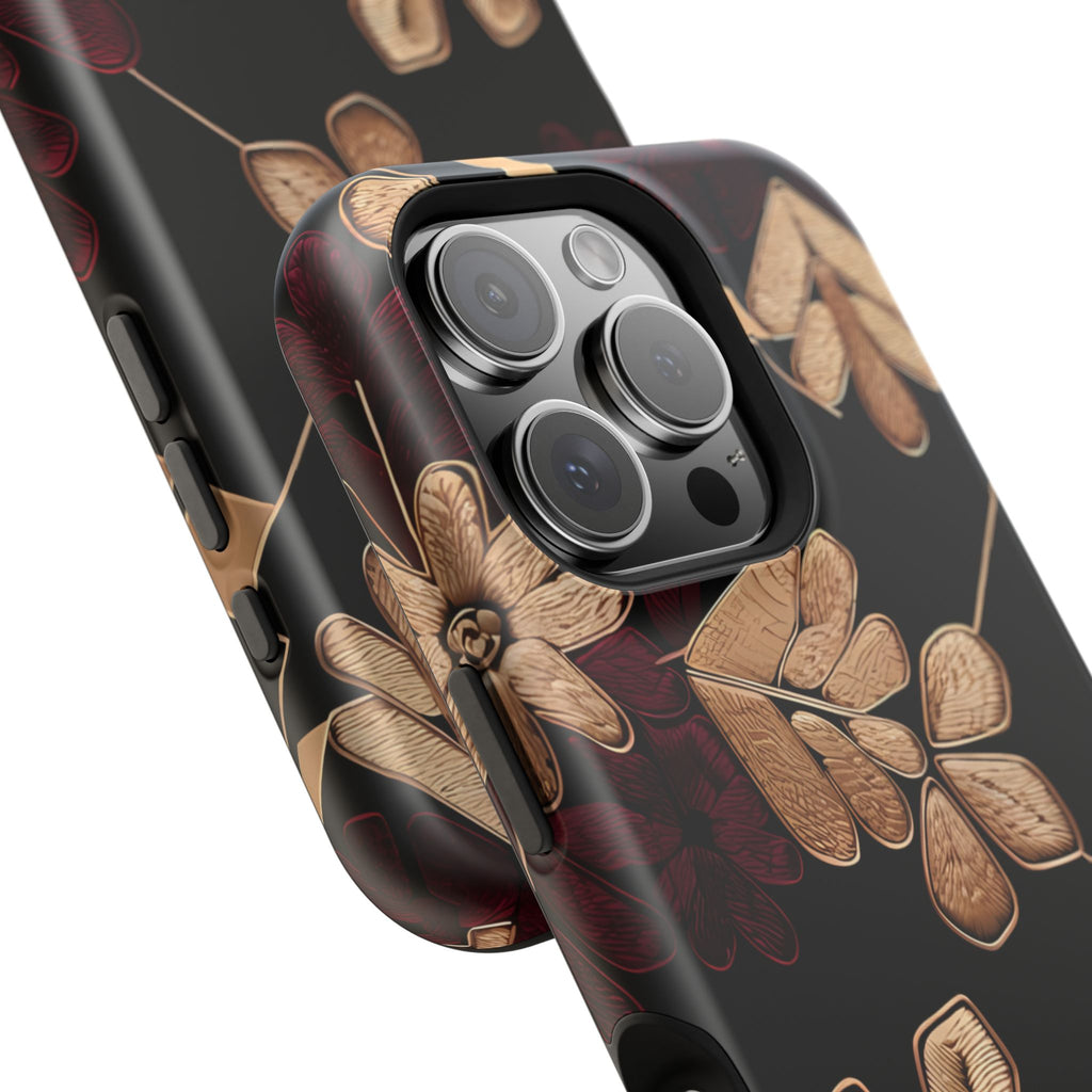 Gold Leaf Floral Phone Case | Impact-Resistant Case