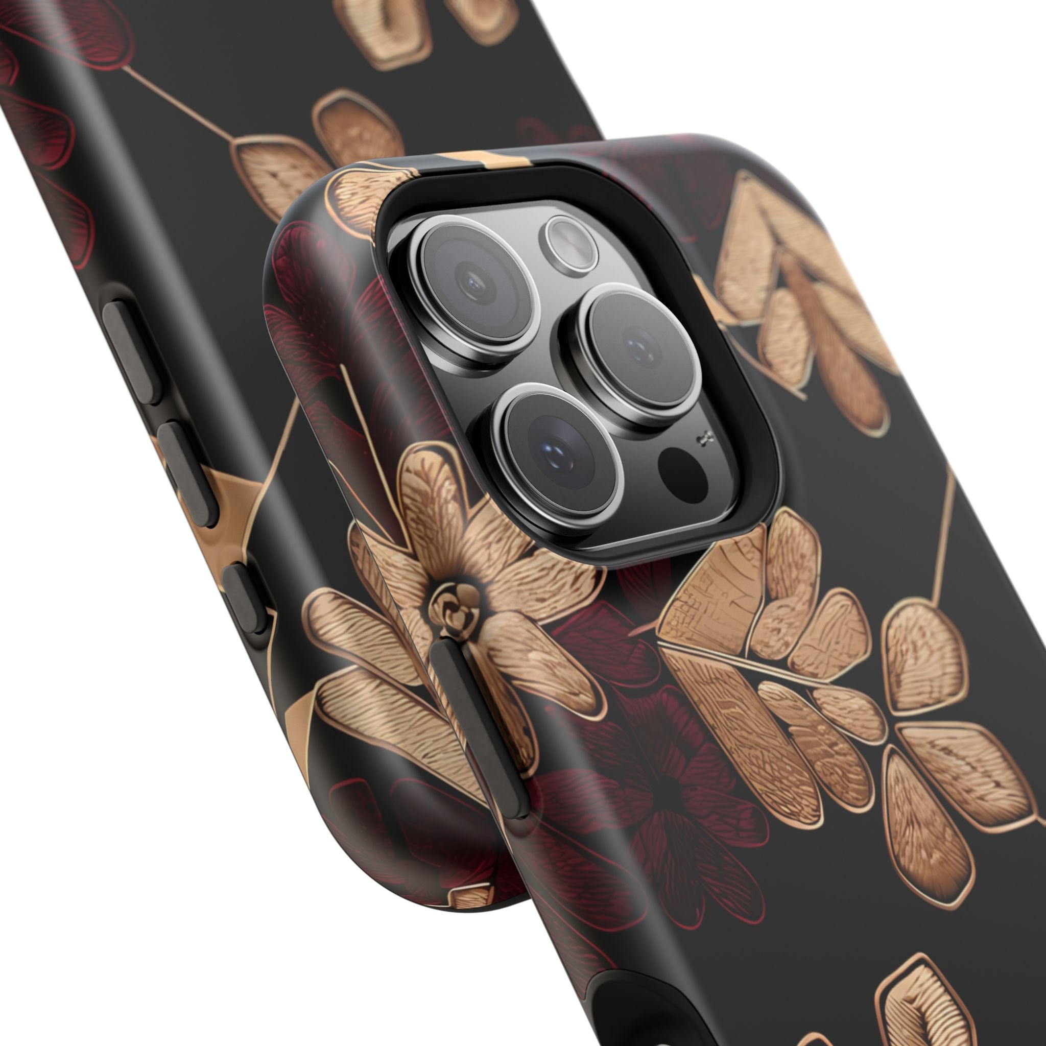 Gold Leaf Floral Phone Case | Impact-Resistant Case