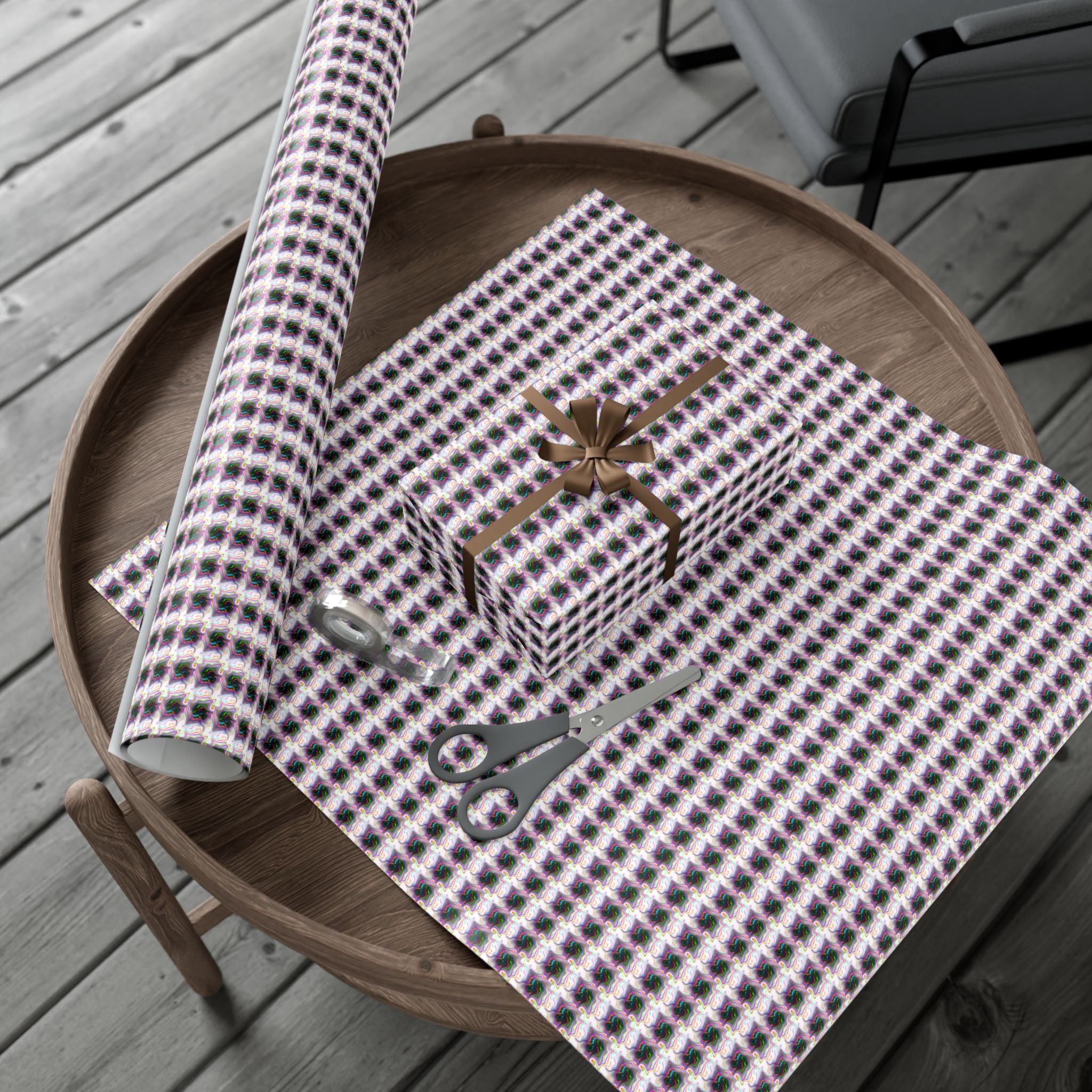 Purple Geometric Grid Gift Wrap Paper | Wrapping Paper Roll
