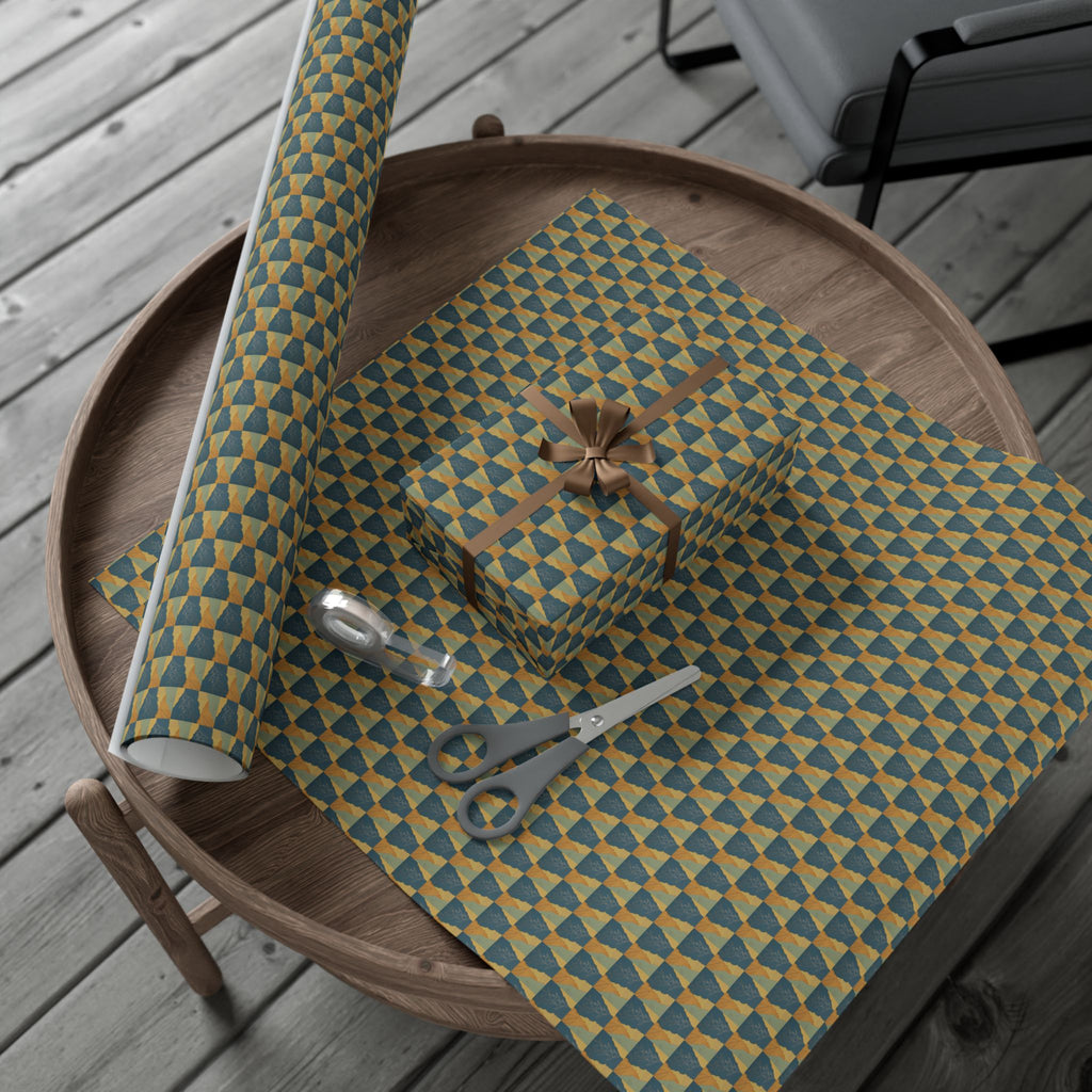 Geometric Birds Pattern Gift Wrap Papers | Blue Green Diamond Wrapping Paper