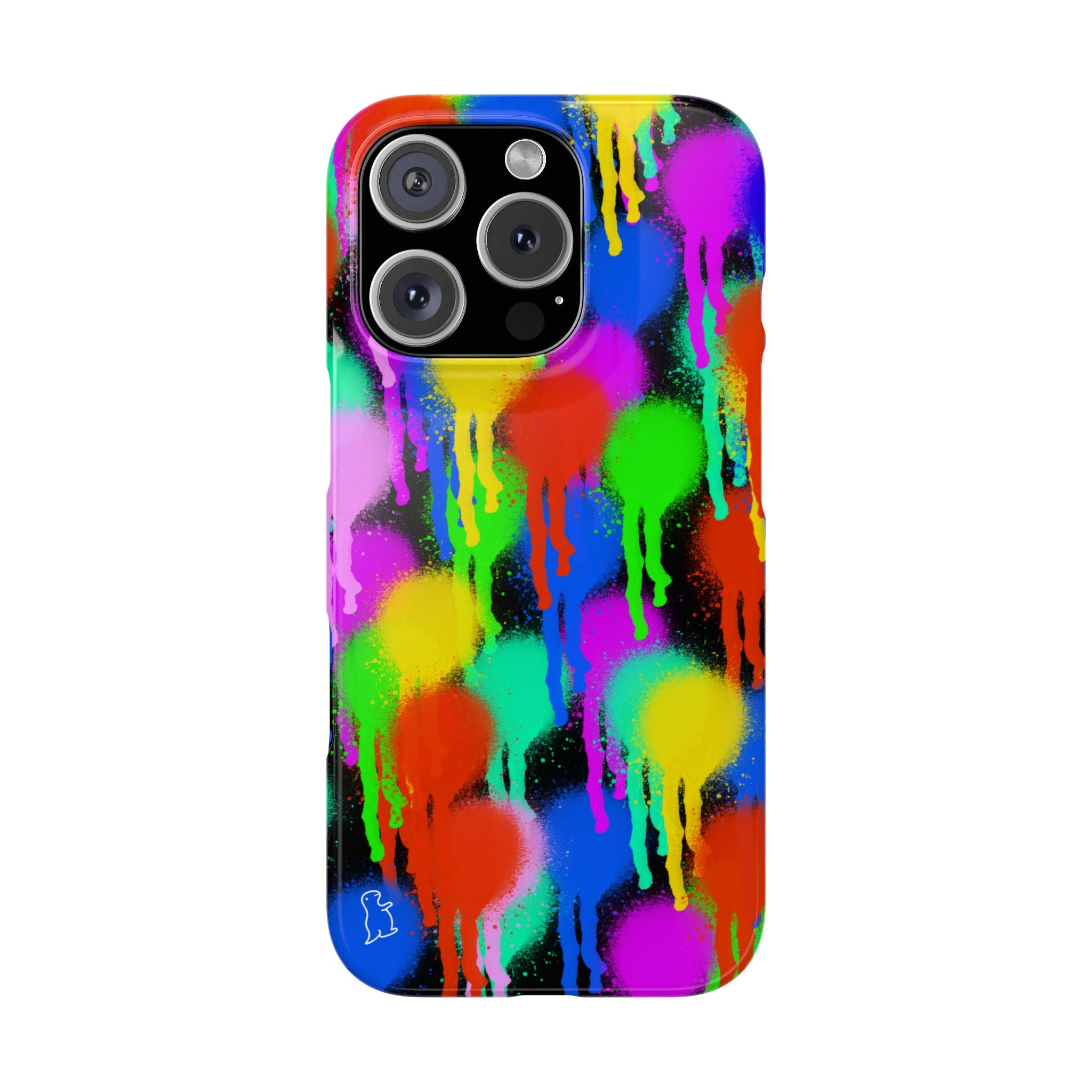 Colorful Drip Spray Paint Dots Slim Phone Case | Neon Graffiti Pattern