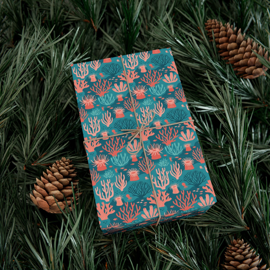 Coral Reef Pattern Gift Wrap Papers | Ocean Seaweed Shells Wrapping Paper