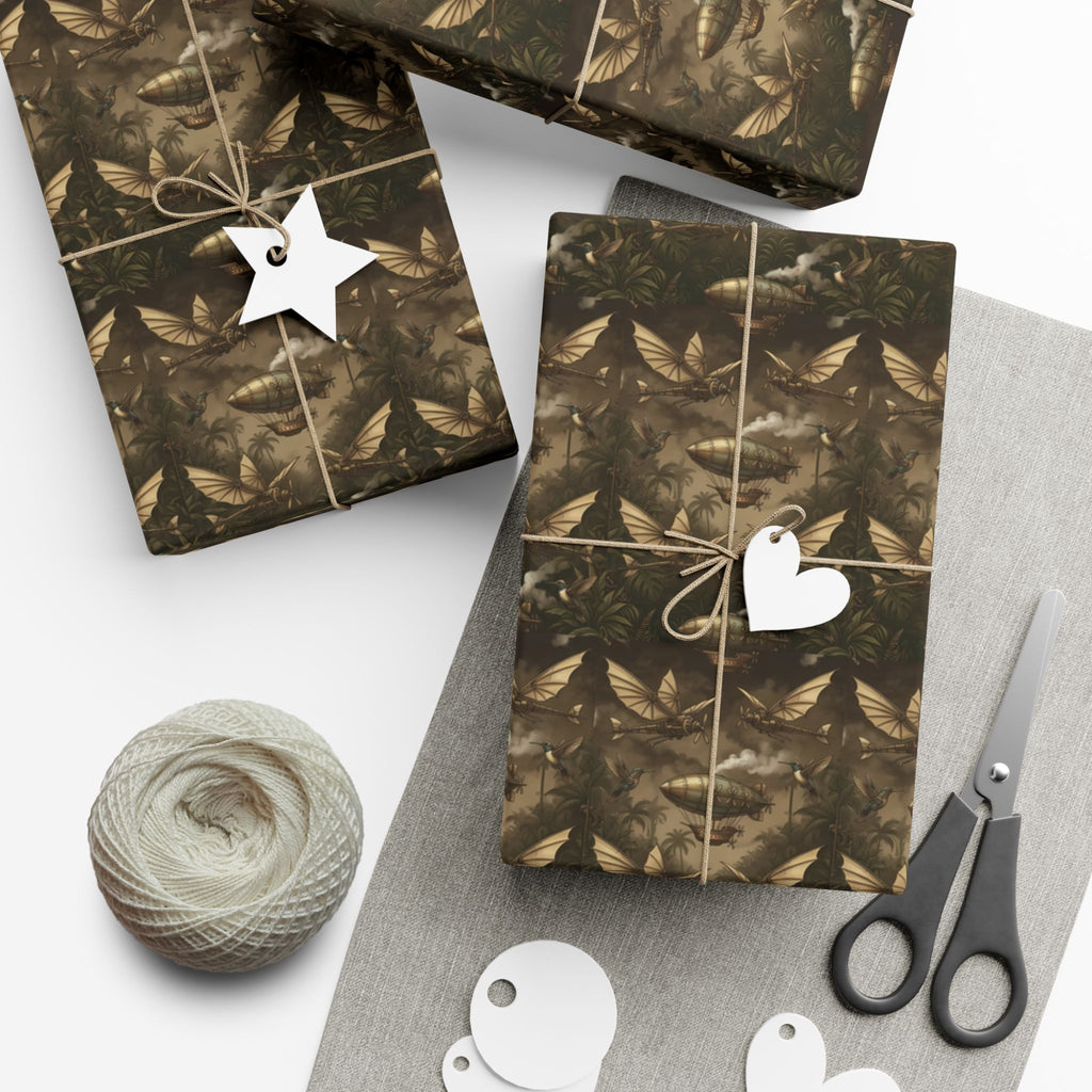 Steam Punk Pattern Gift Wrap Paper | Fall Foliage Wrapping Paper