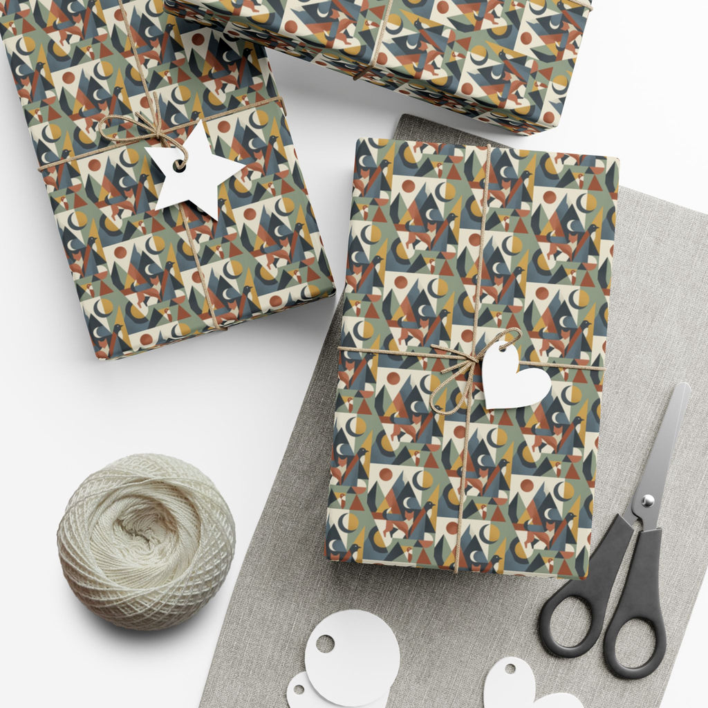 Abstract Geometric Pattern Gift Wrap Paper | Retro Mid-Century Wrapping Paper