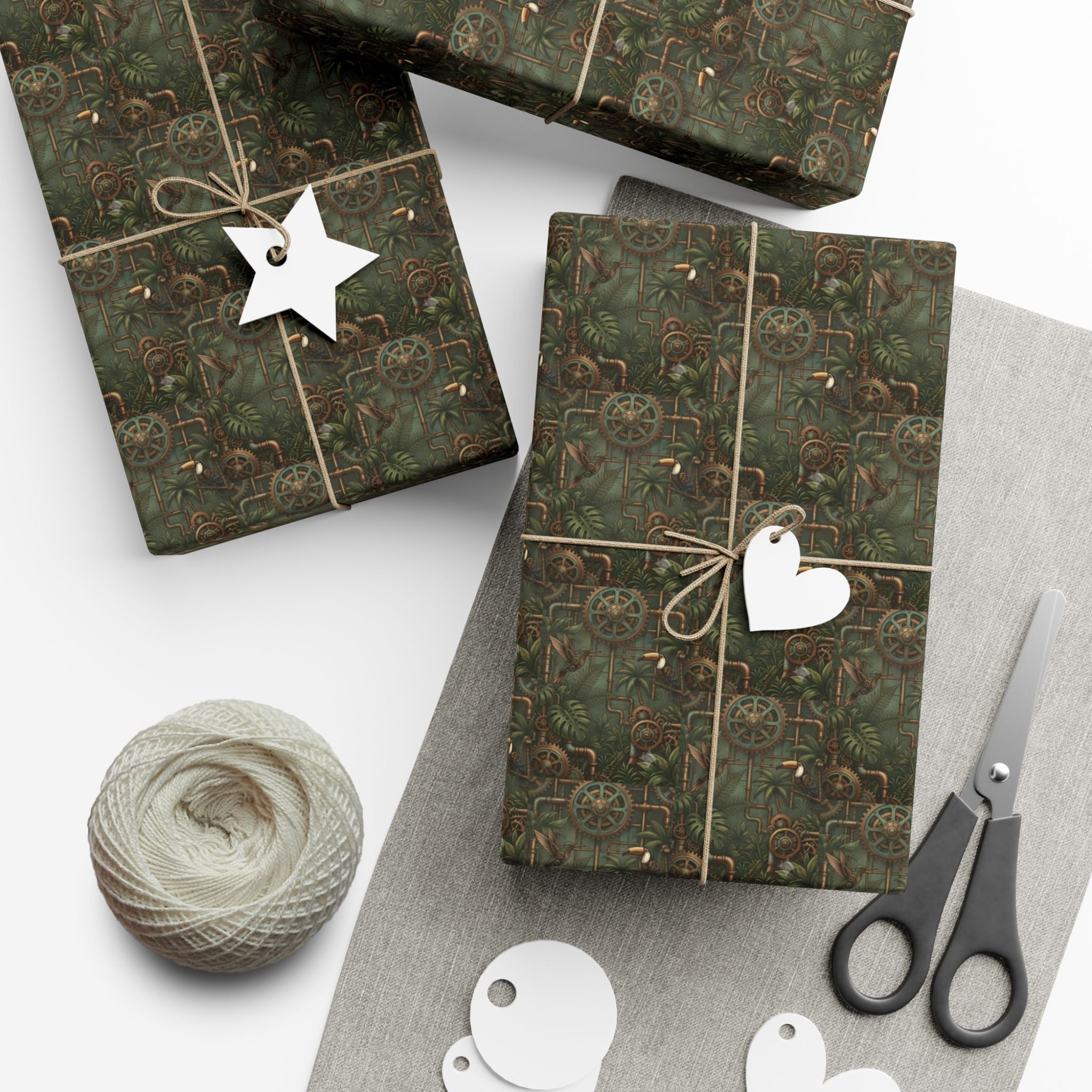 Vintage Floral Pattern Gift Wrap | Green Botanical Wrapping Paper