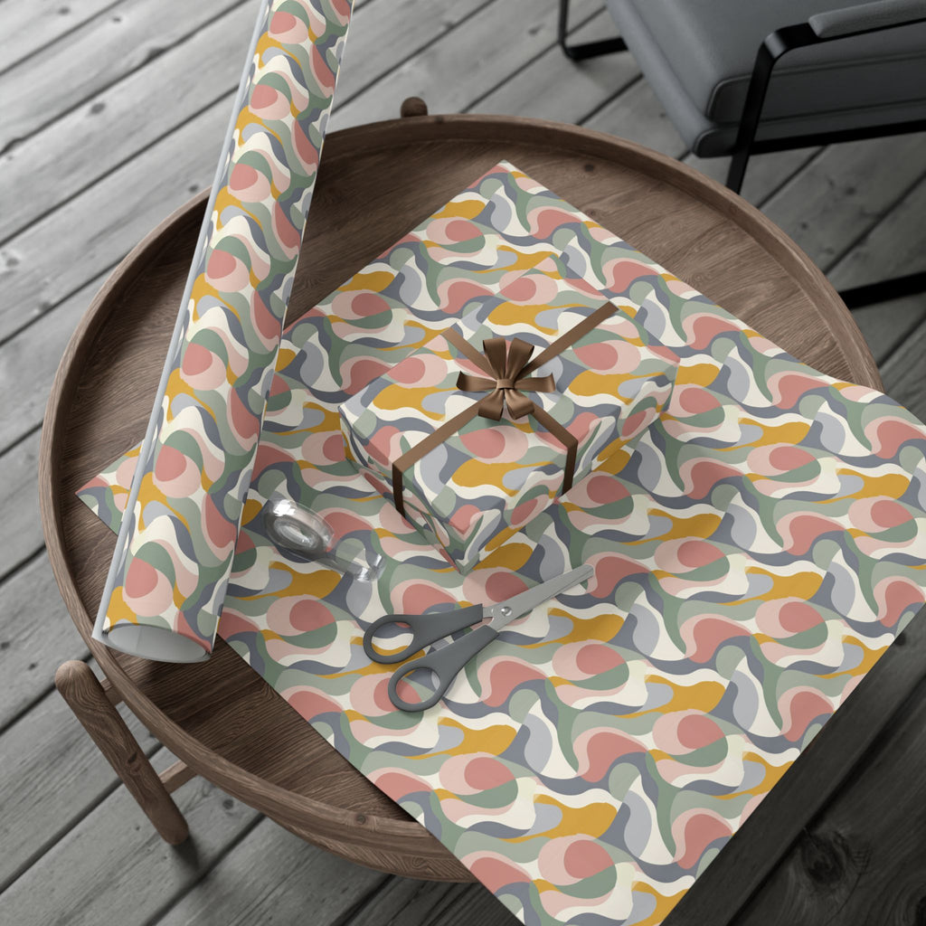 Abstract Retro Swirl Gift Wrap Papers | Colorful Organic Pattern