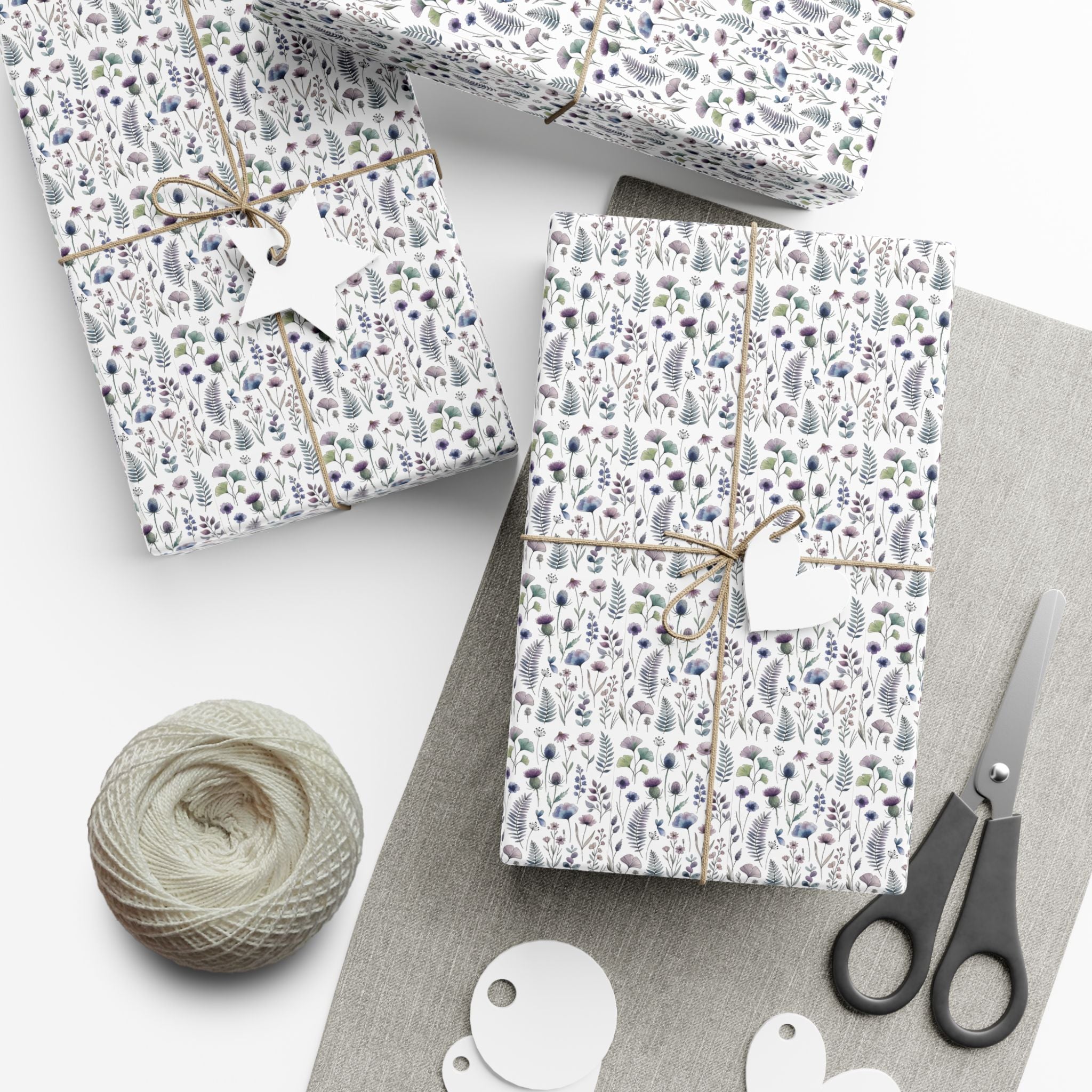 Tiny Lavender Floral Pattern Gift Wrap Paper | Neutral Botanical Wrapping