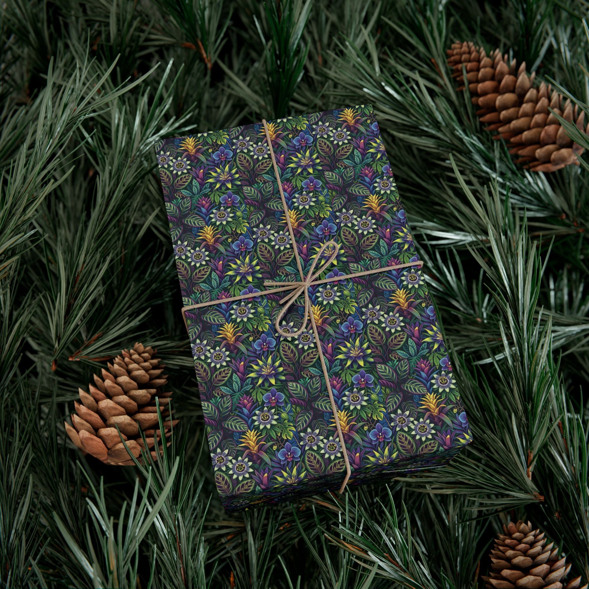 Dark Floral Pattern Gift Wrap Paper | Floral Wrapping Paper Roll