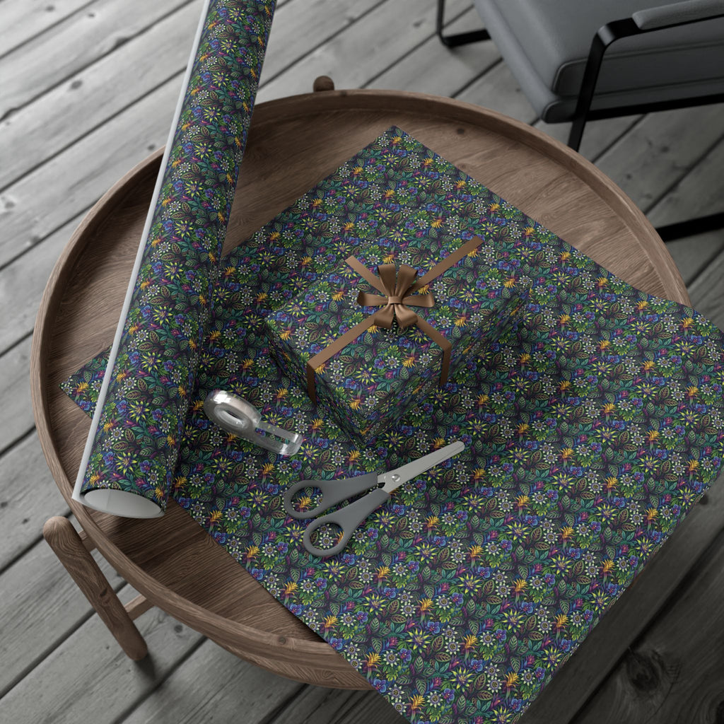 Dark Floral Pattern Gift Wrap Paper | Floral Wrapping Paper Roll
