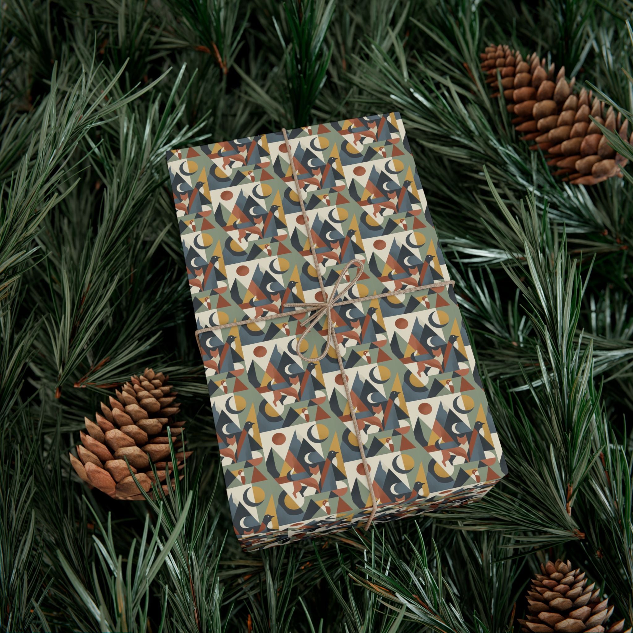Abstract Geometric Pattern Gift Wrap Paper | Retro Mid-Century Wrapping Paper