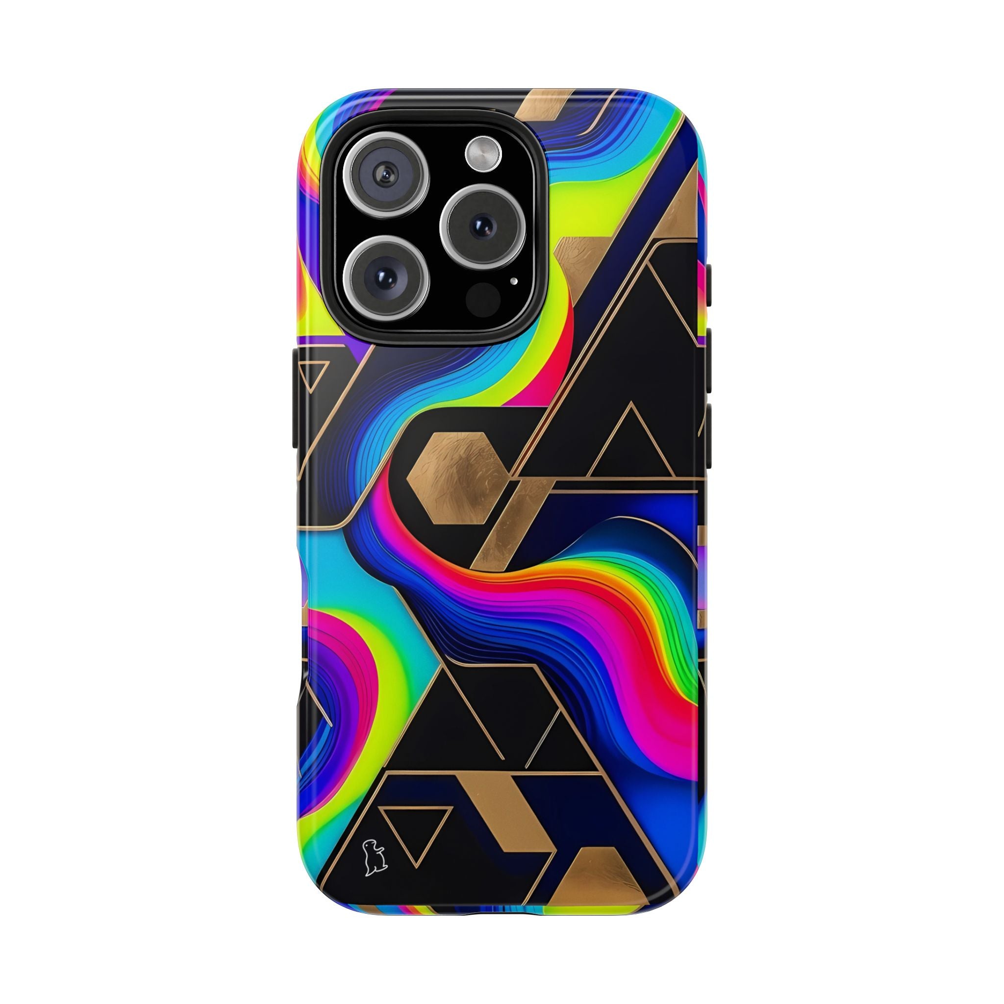 Rainbow Wave Geometric Tough Phone Case | Abstract Neon Prism