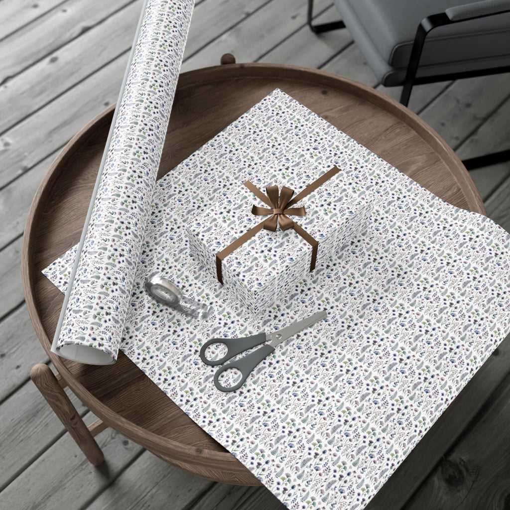 Tiny Lavender Floral Pattern Gift Wrap Paper | Neutral Botanical Wrapping