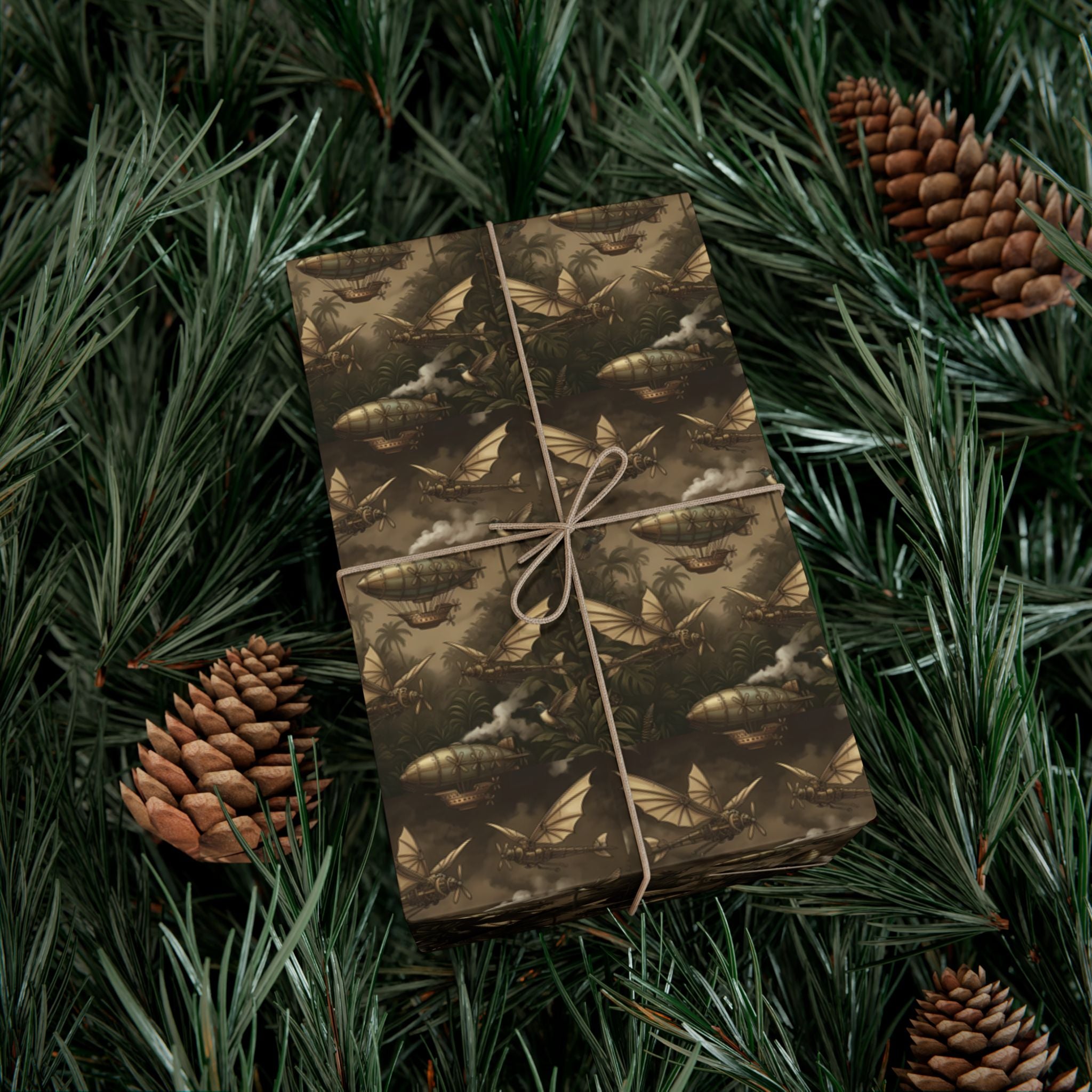 Steam Punk Pattern Gift Wrap Paper | Fall Foliage Wrapping Paper