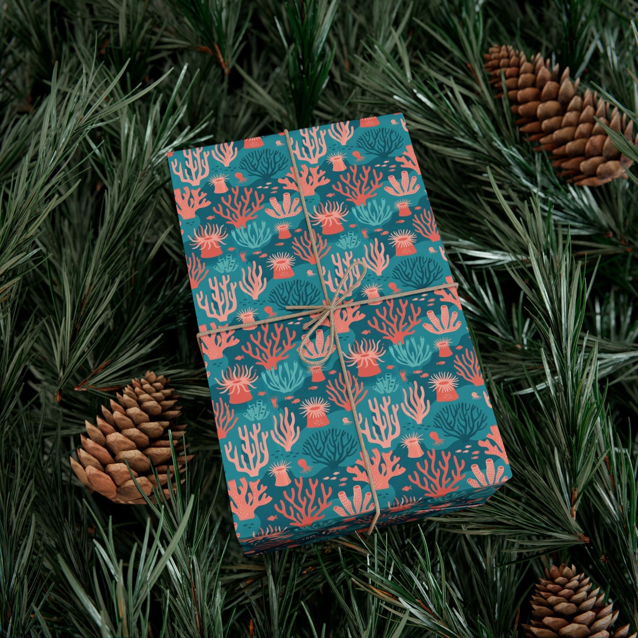 Coral Reef Pattern Gift Wrap Papers | Ocean Seaweed Shells Wrapping Paper