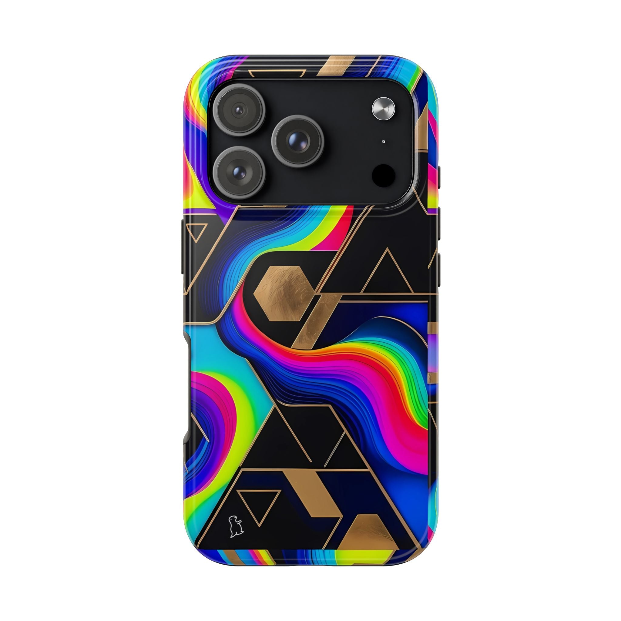 Rainbow Wave Geometric Tough Phone Case | Abstract Neon Prism