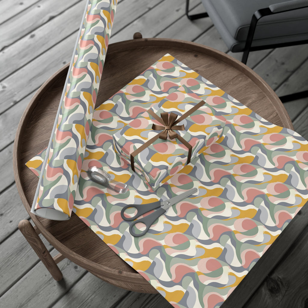 Abstract Retro Swirl Gift Wrap Papers | Colorful Organic Pattern