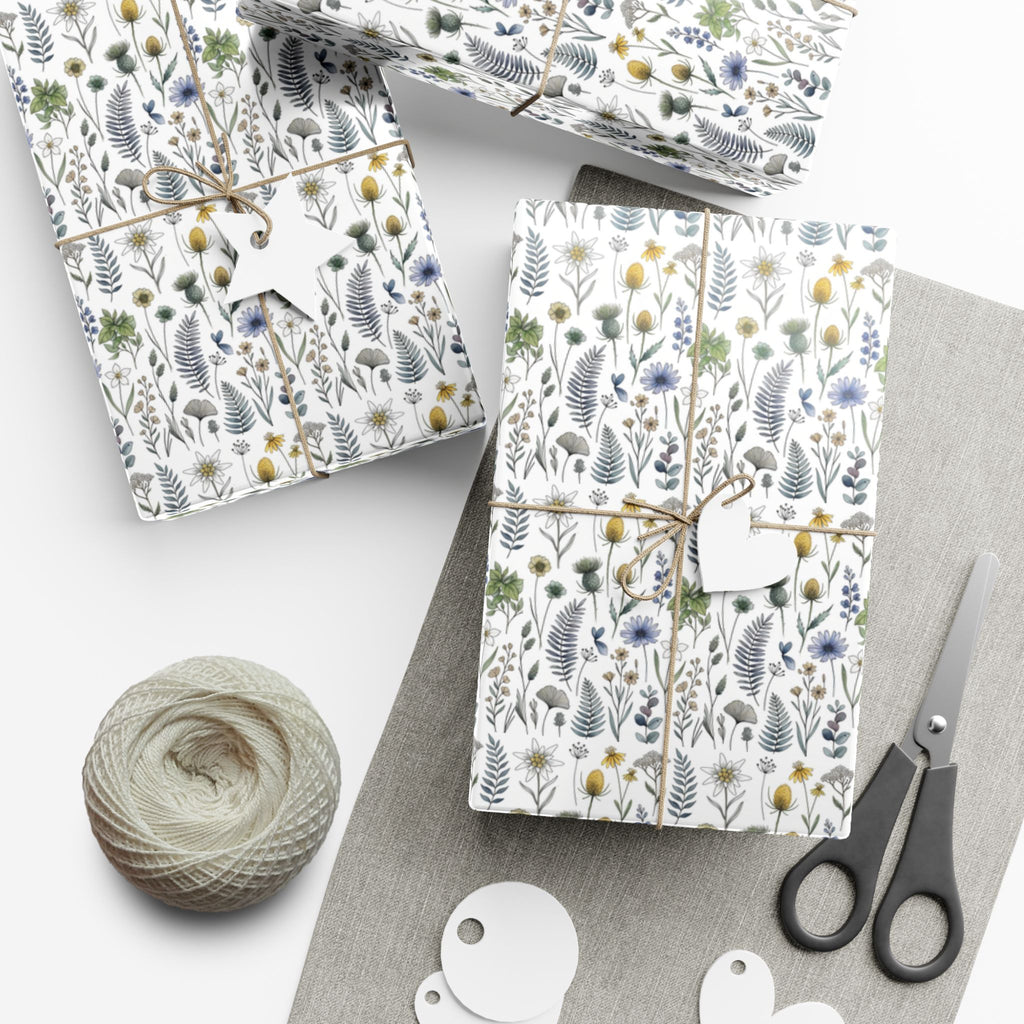 Watercolor Wildflowers Gift Wrap Paper | Floral Wrapping Paper Roll