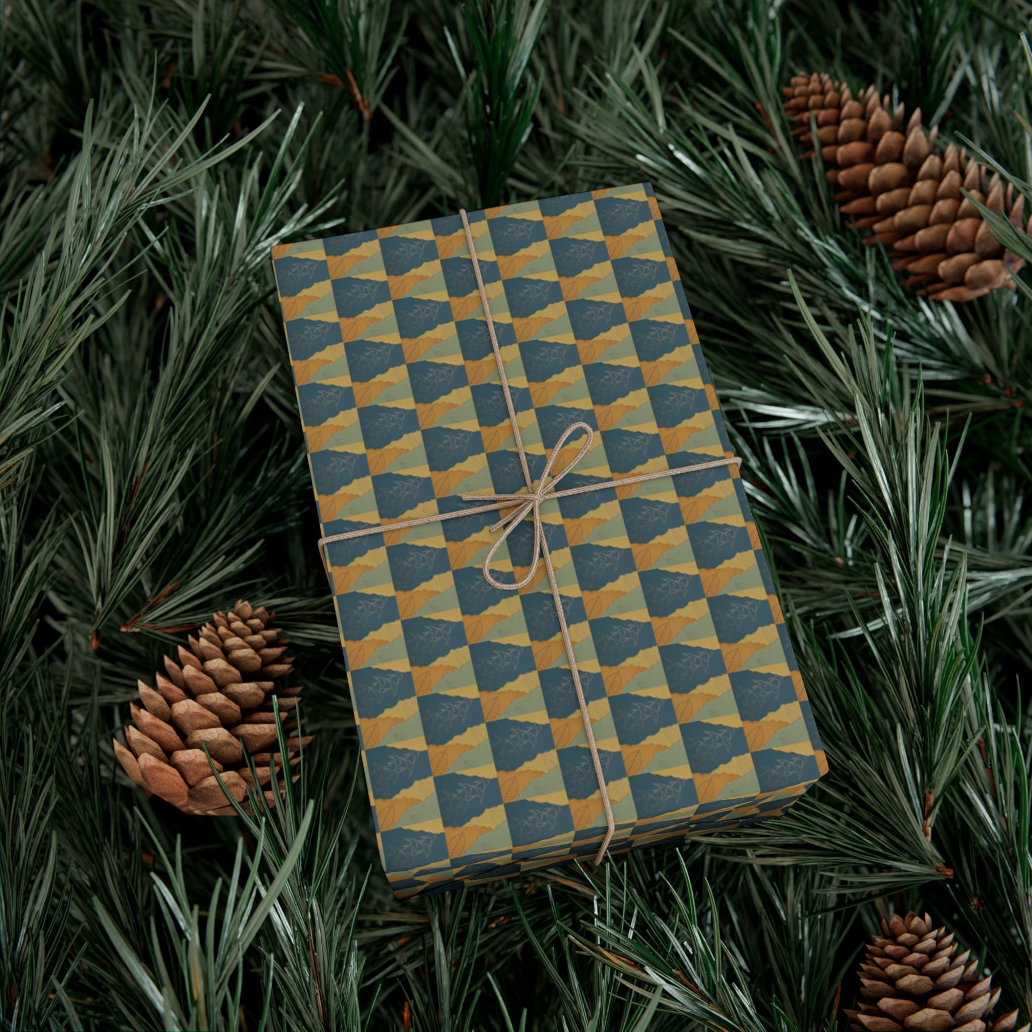 Geometric Birds Pattern Gift Wrap Papers | Blue Green Diamond Wrapping Paper