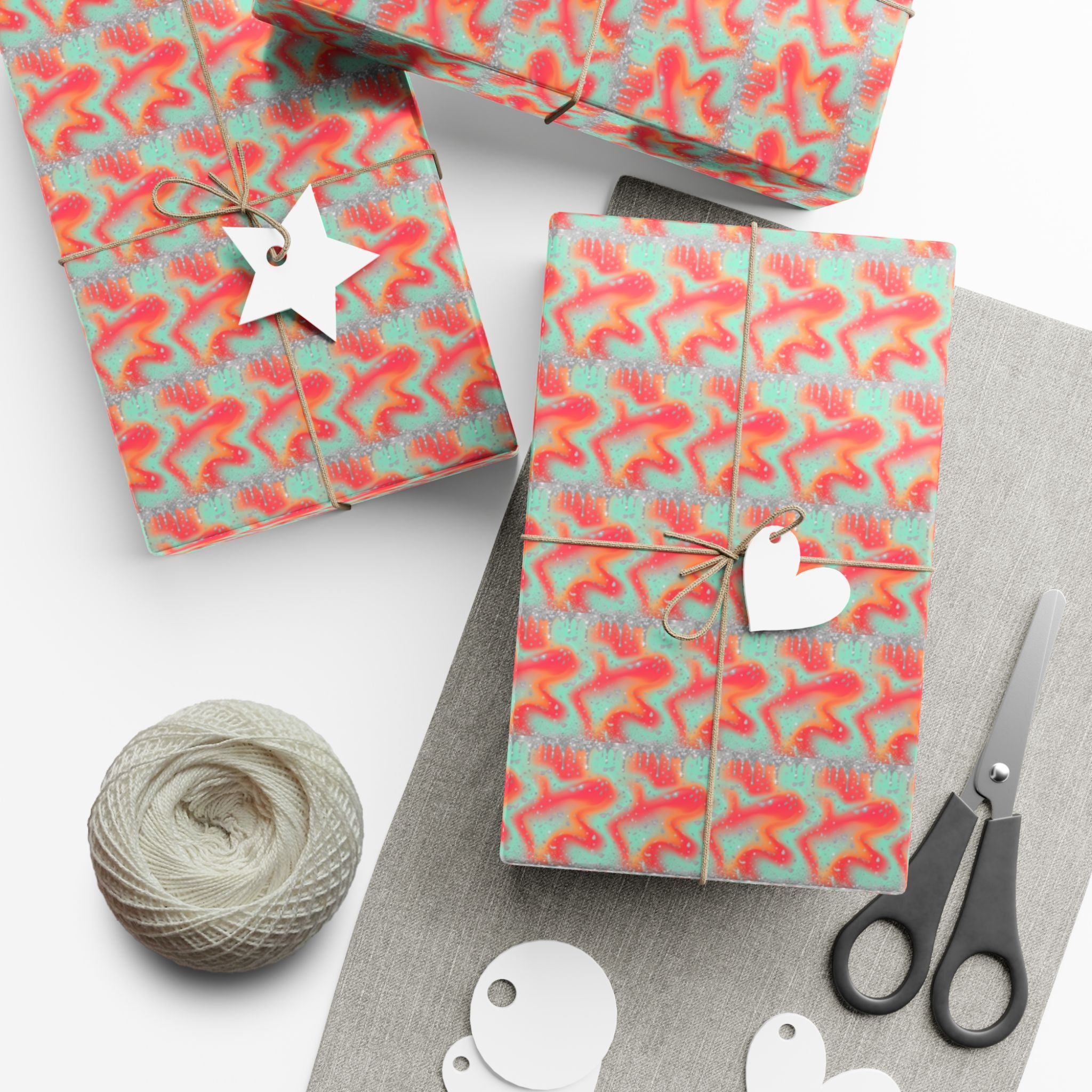 Abstract Coral Aqua Swirl Gift Wrap