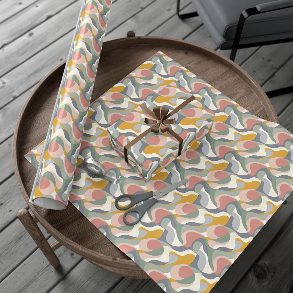 Abstract Retro Swirl Gift Wrap Papers | Colorful Organic Pattern