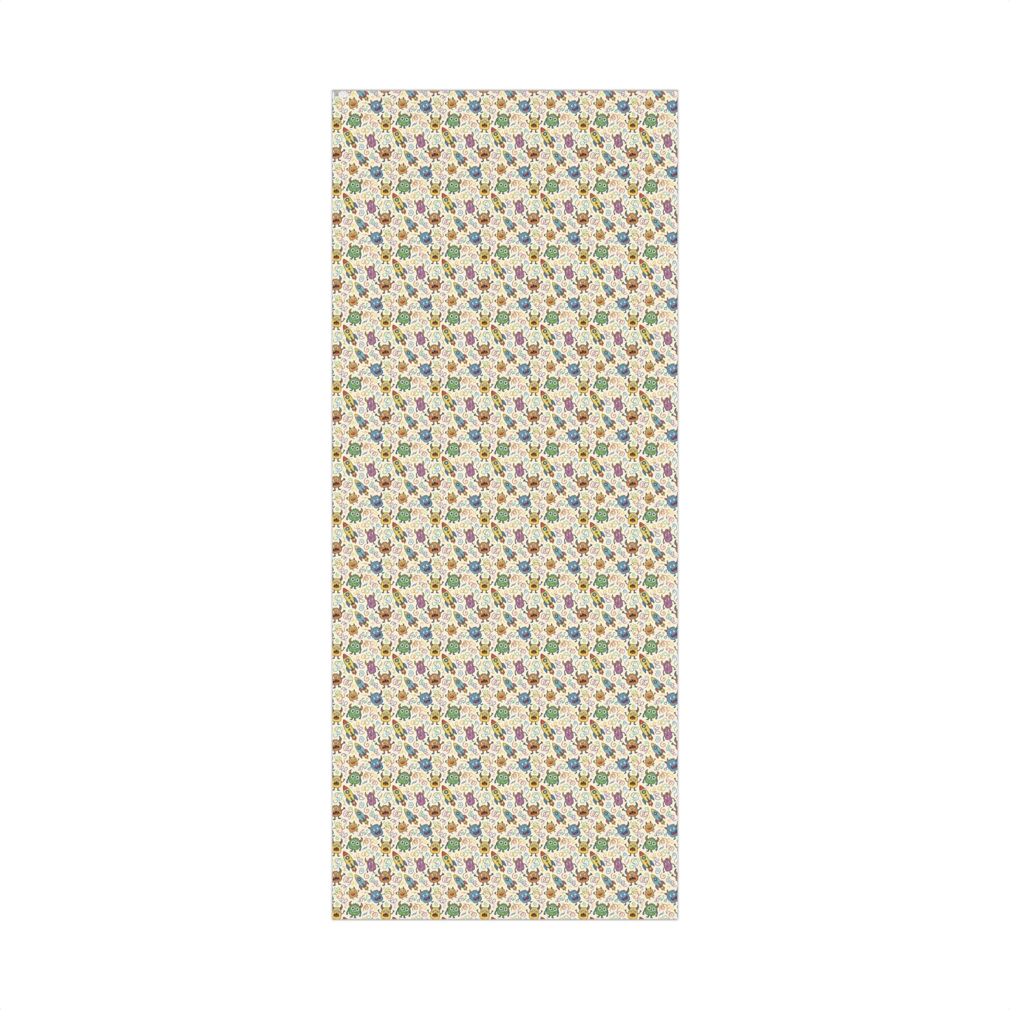 Cute Monster and Rocket Pattern Gift Wrap Paper | Kids Birthday Wrapping Paper