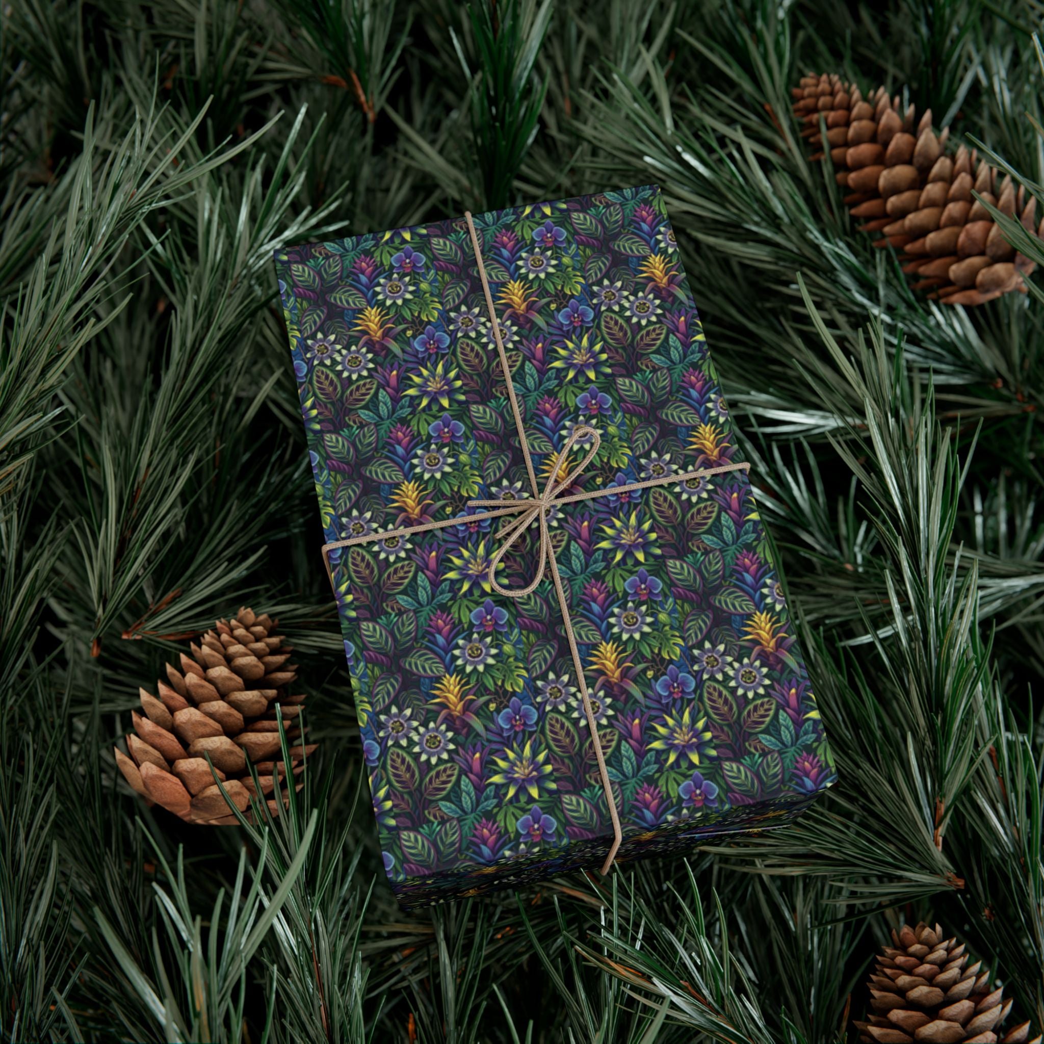 Dark Floral Pattern Gift Wrap Paper | Floral Wrapping Paper Roll