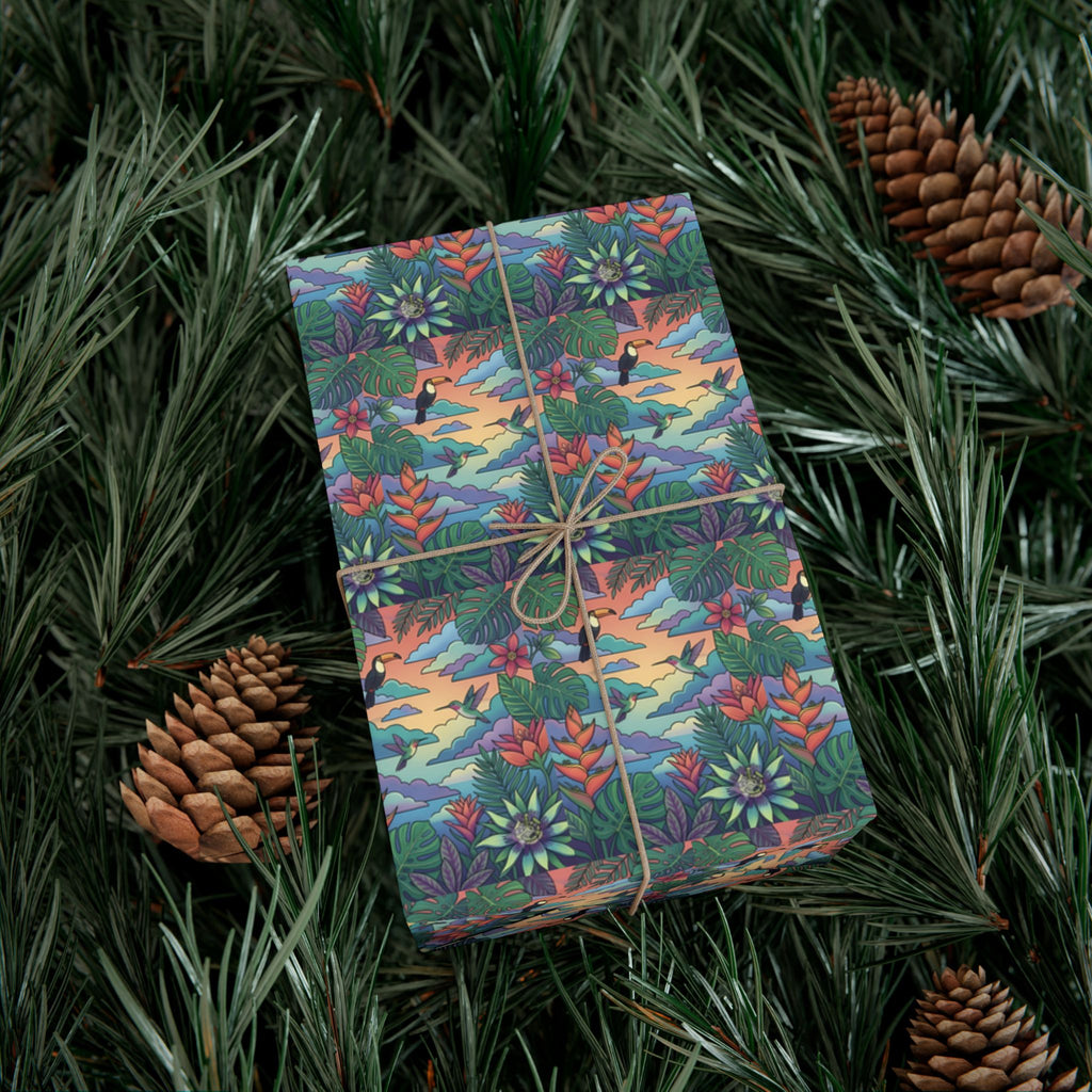Tropical Floral Pattern Gift Wrap Papers | Botanical Jungle Wrapping Paper Roll
