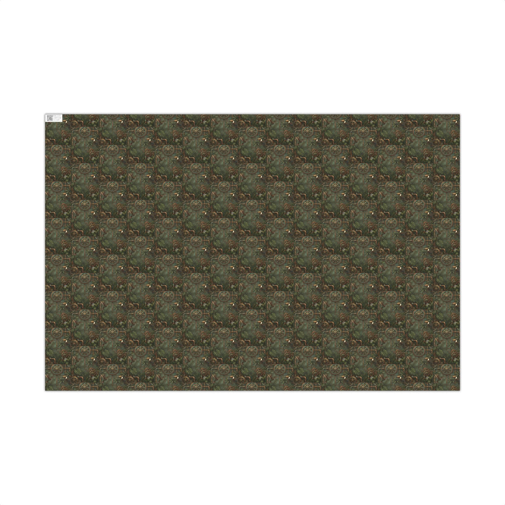 Vintage Floral Pattern Gift Wrap | Green Botanical Wrapping Paper