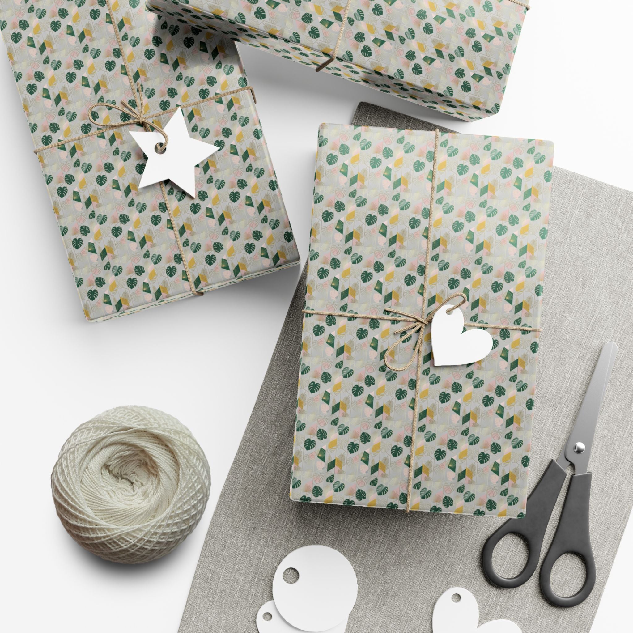 Abstract Leaf Pattern Gift Wrap, Botanical Wrapping Paper Roll | Neutral Green Beige