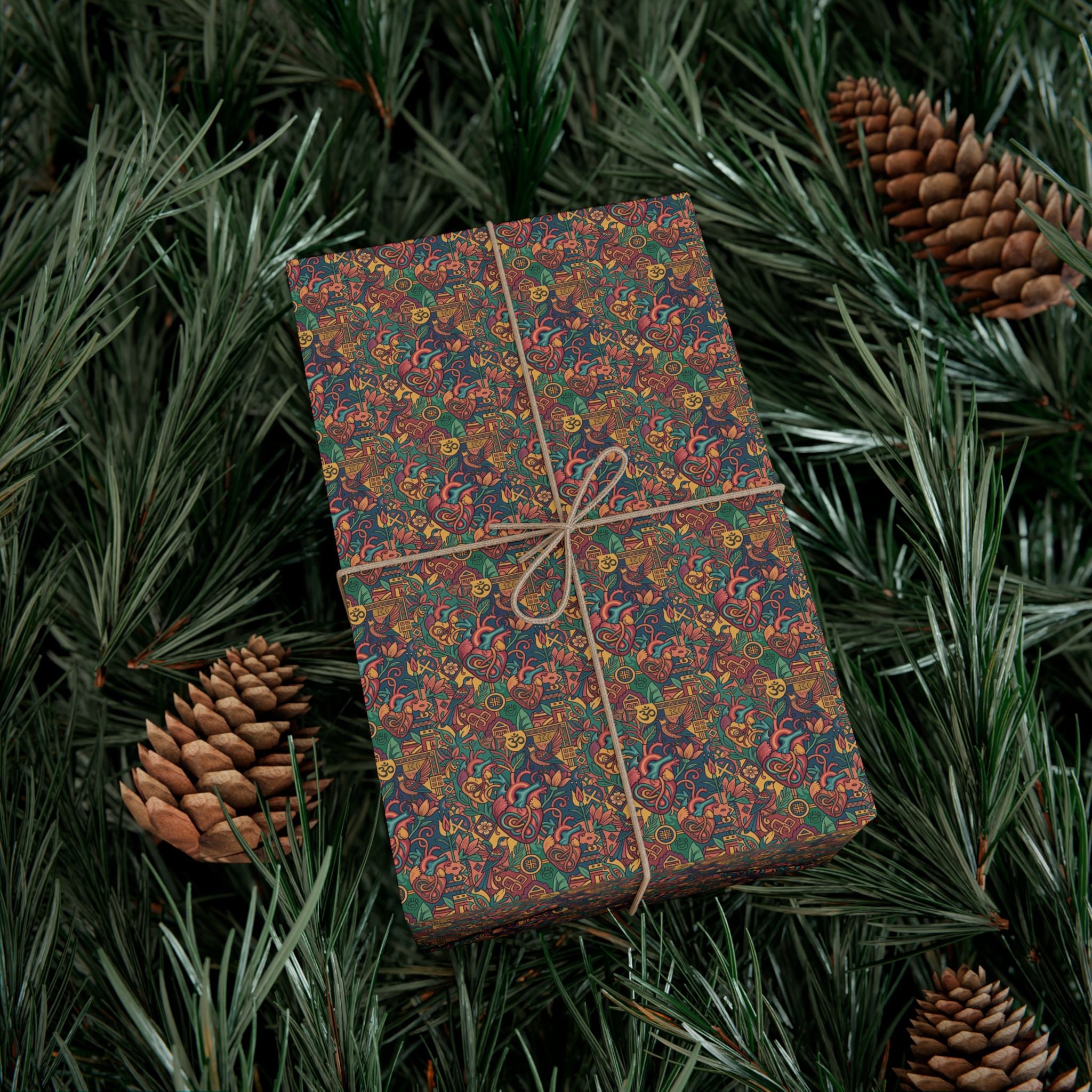 Heart Mandala Gift Wrap Paper | Fall Bouquet Wrapping Paper
