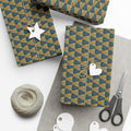 Geometric Birds Pattern Gift Wrap Papers | Blue Green Diamond Wrapping Paper