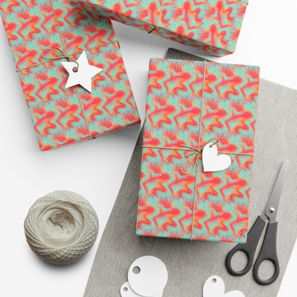 Abstract Coral Aqua Swirl Gift Wrap