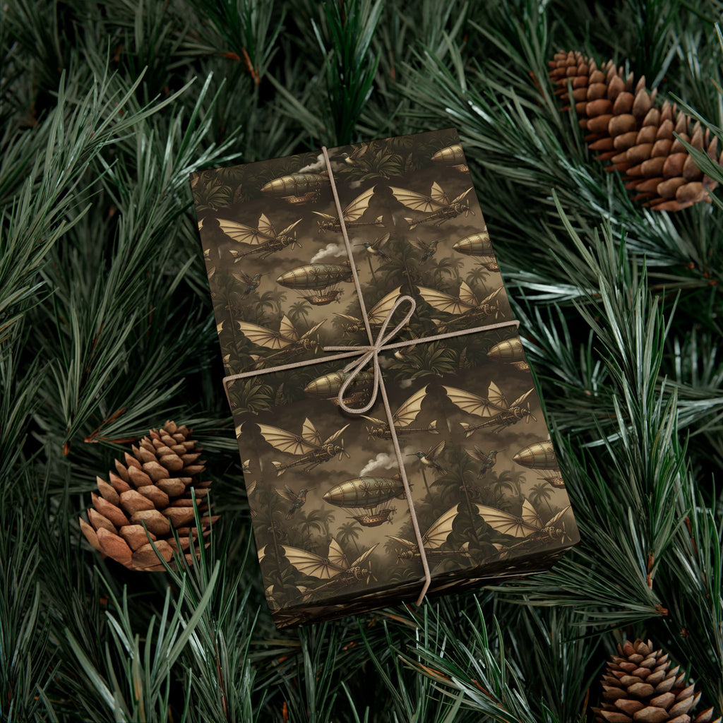Steam Punk Pattern Gift Wrap Paper | Fall Foliage Wrapping Paper