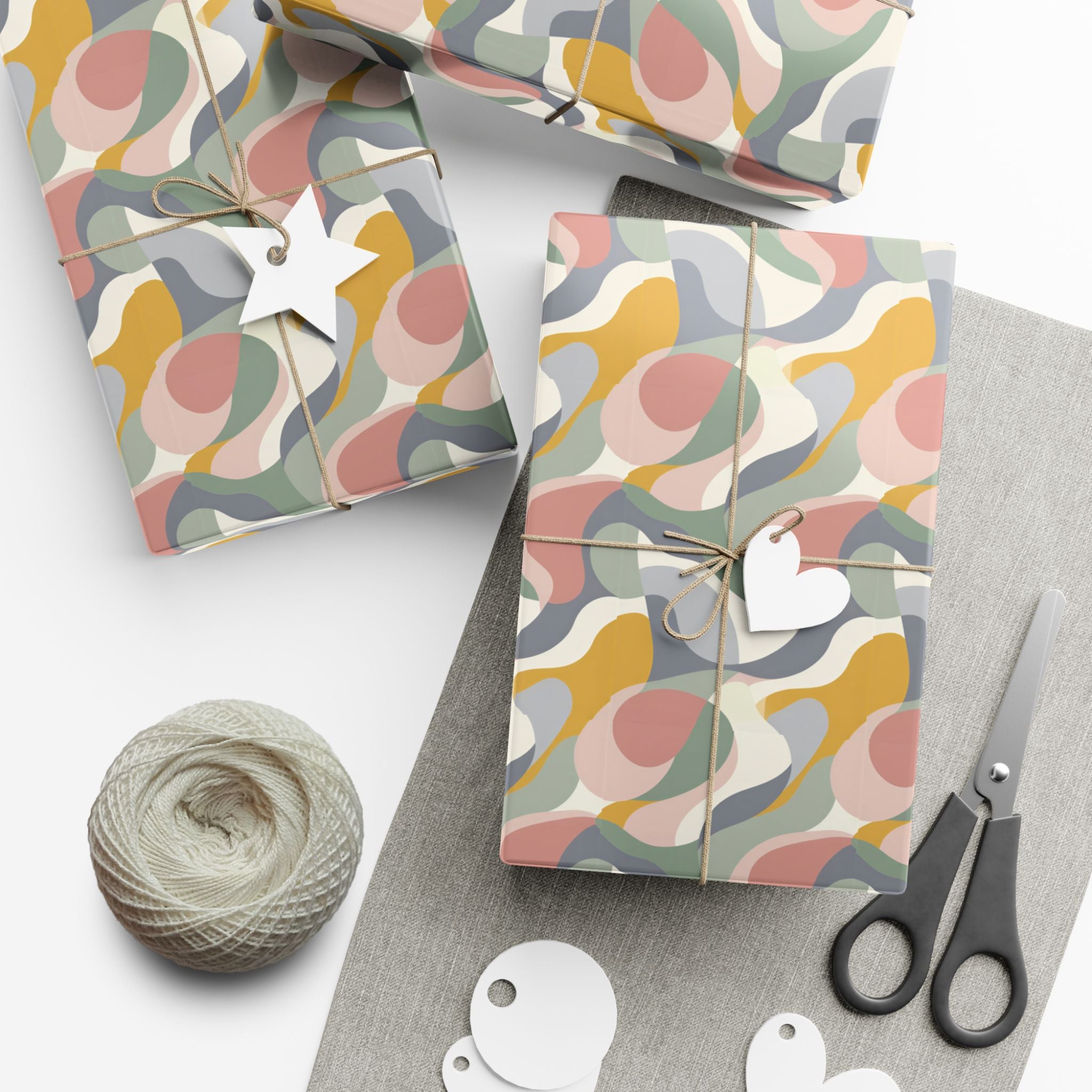 Abstract Retro Swirl Gift Wrap Papers | Colorful Organic Pattern