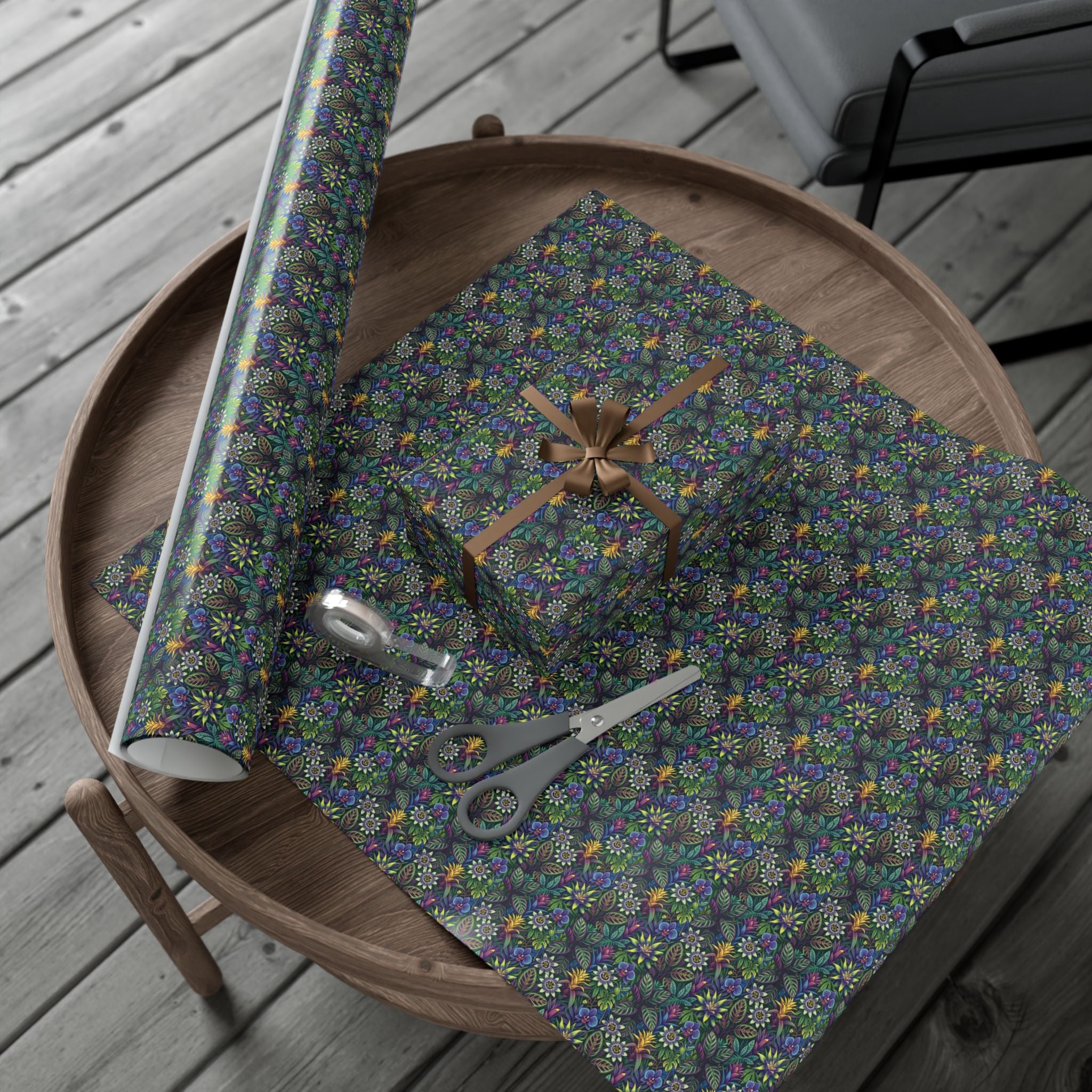 Dark Floral Pattern Gift Wrap Paper | Floral Wrapping Paper Roll