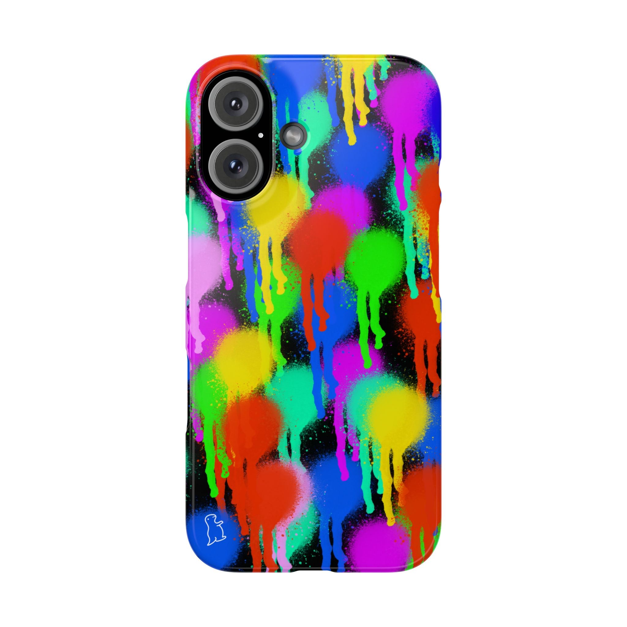 Colorful Drip Spray Paint Dots Slim Phone Case | Neon Graffiti Pattern