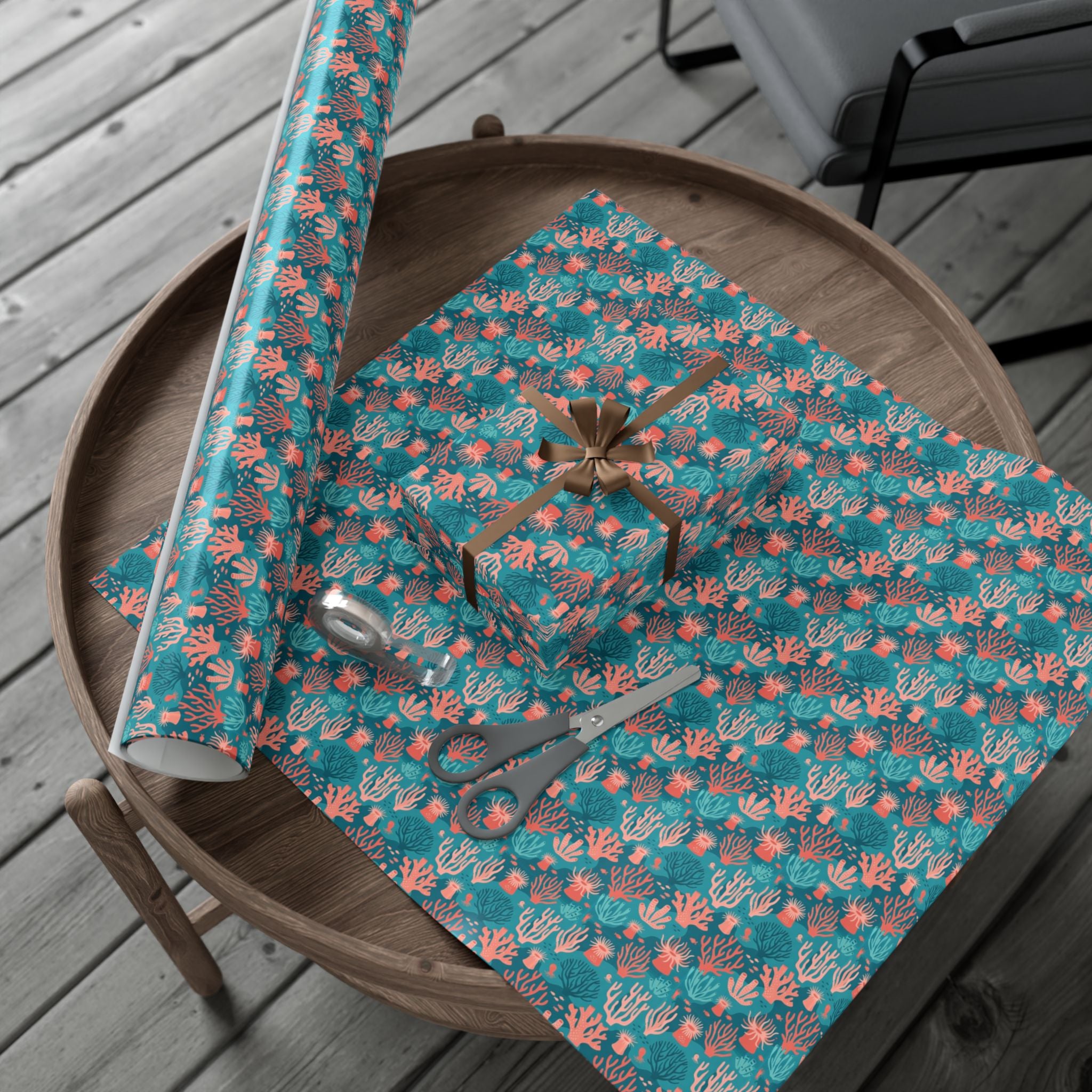 Coral Reef Pattern Gift Wrap Papers | Ocean Seaweed Shells Wrapping Paper