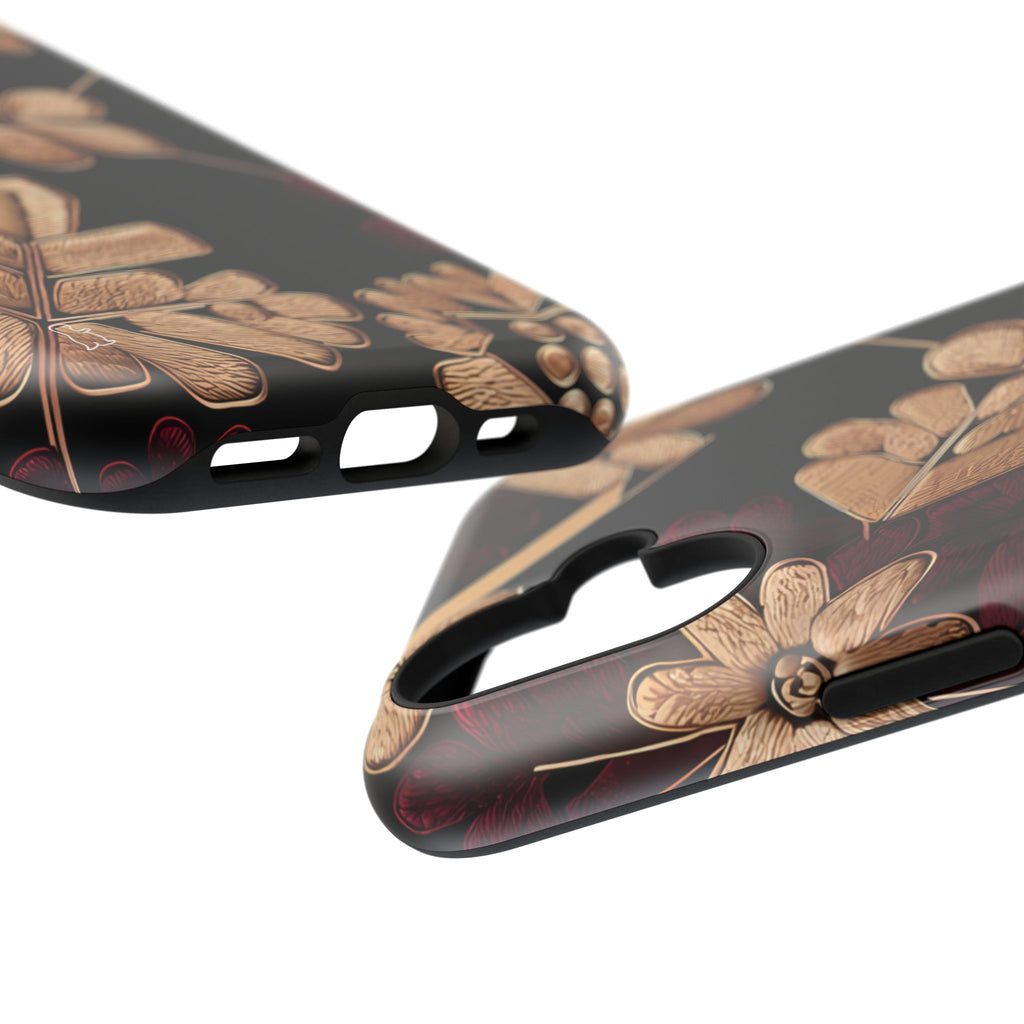 Gold Leaf Floral Phone Case | Impact-Resistant Case