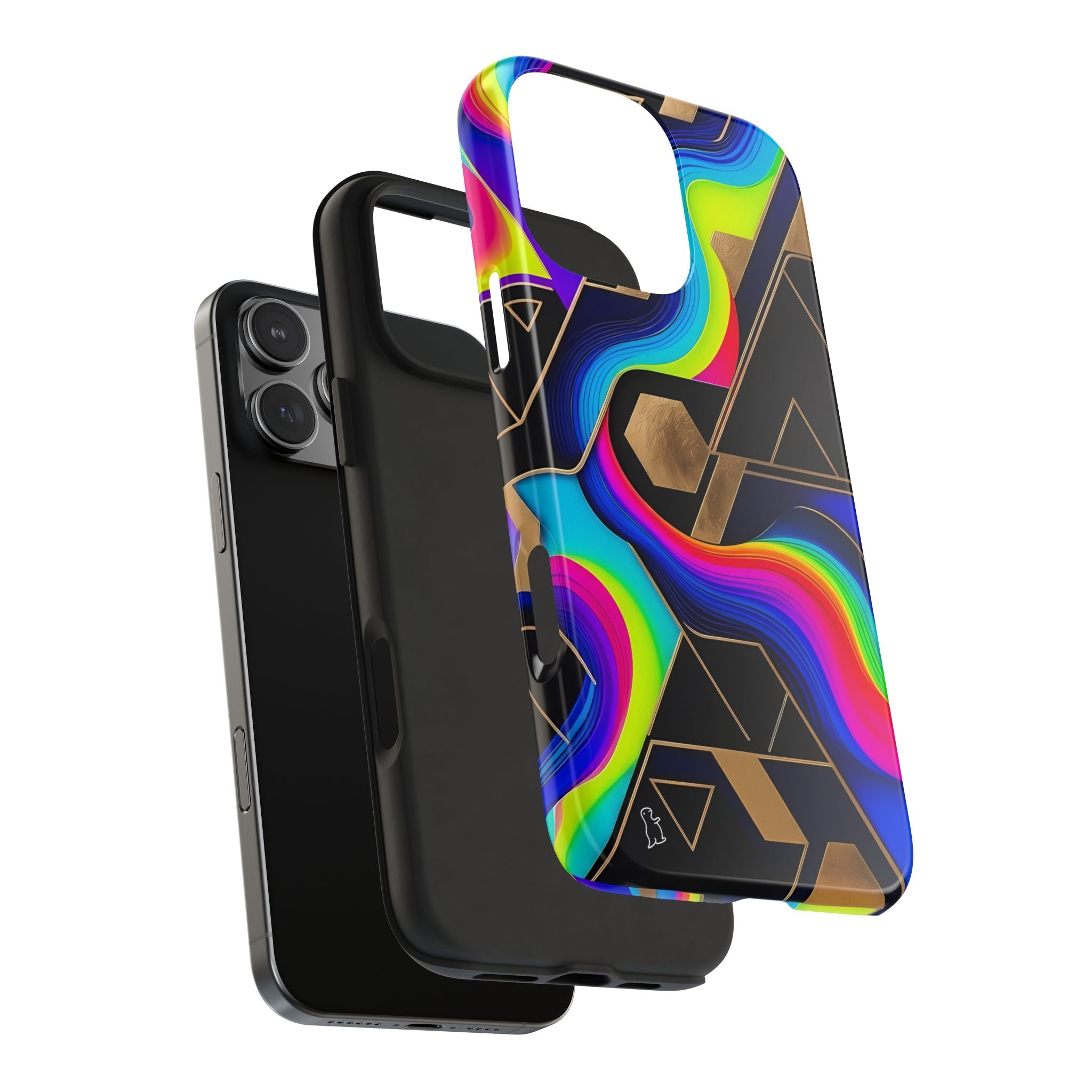 Rainbow Wave Geometric Tough Phone Case | Abstract Neon Prism