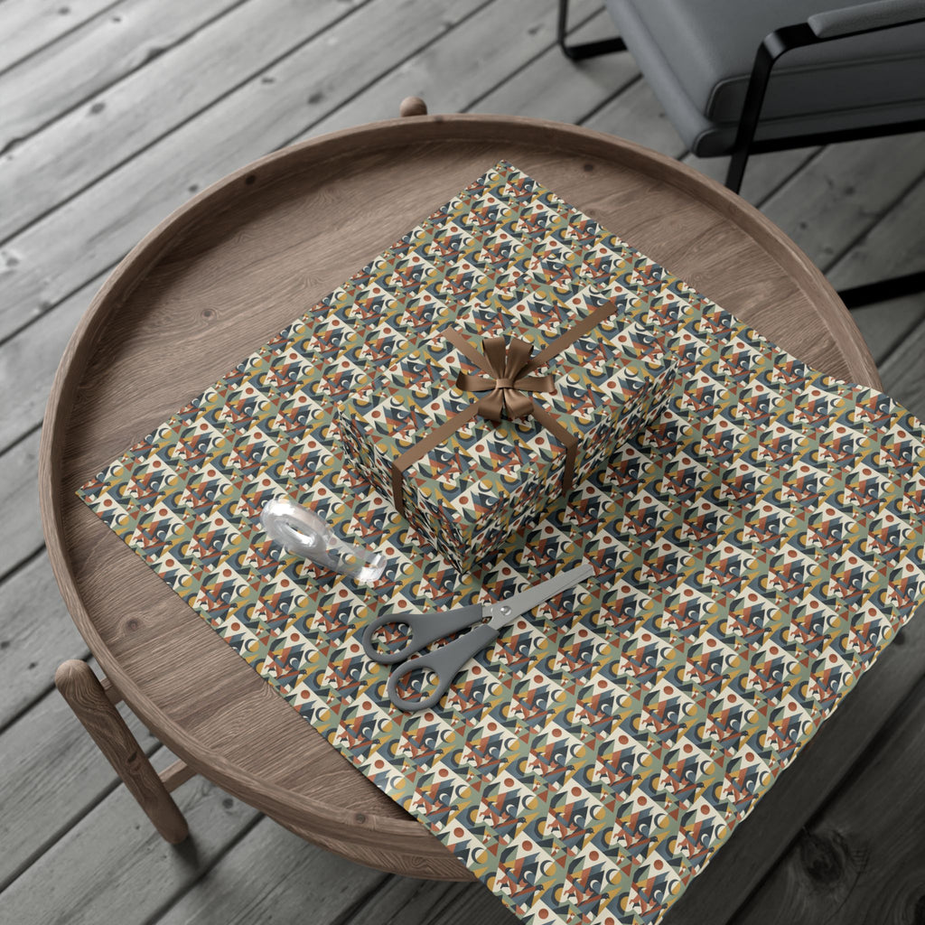 Abstract Geometric Pattern Gift Wrap Paper | Retro Mid-Century Wrapping Paper