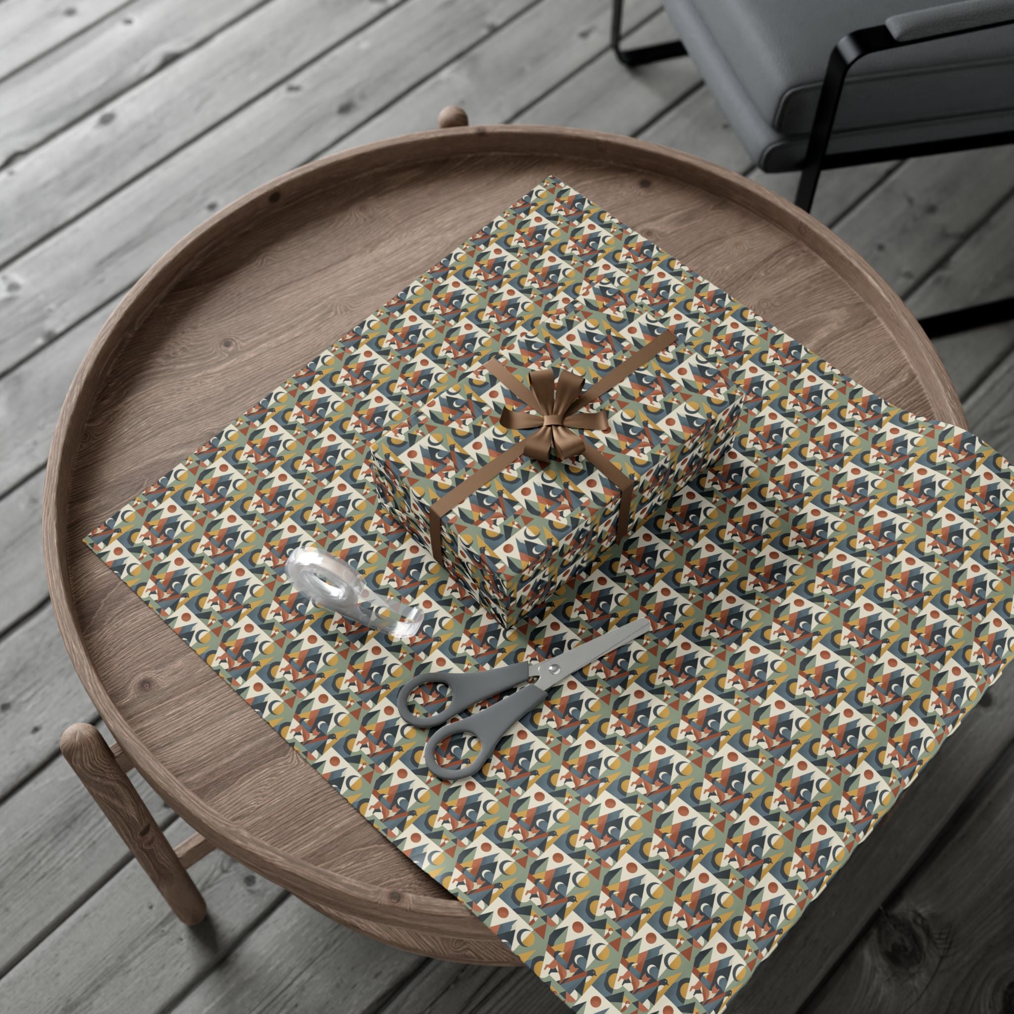 Abstract Geometric Pattern Gift Wrap Paper | Retro Mid-Century Wrapping Paper