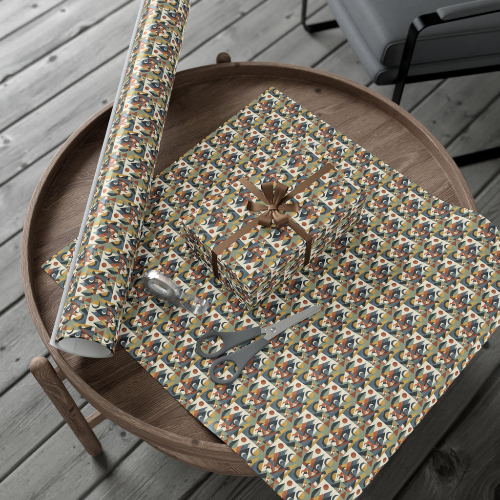 Abstract Geometric Pattern Gift Wrap Paper | Retro Mid-Century Wrapping Paper