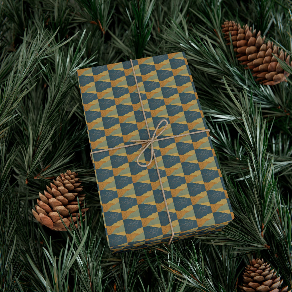 Geometric Birds Pattern Gift Wrap Papers | Blue Green Diamond Wrapping Paper