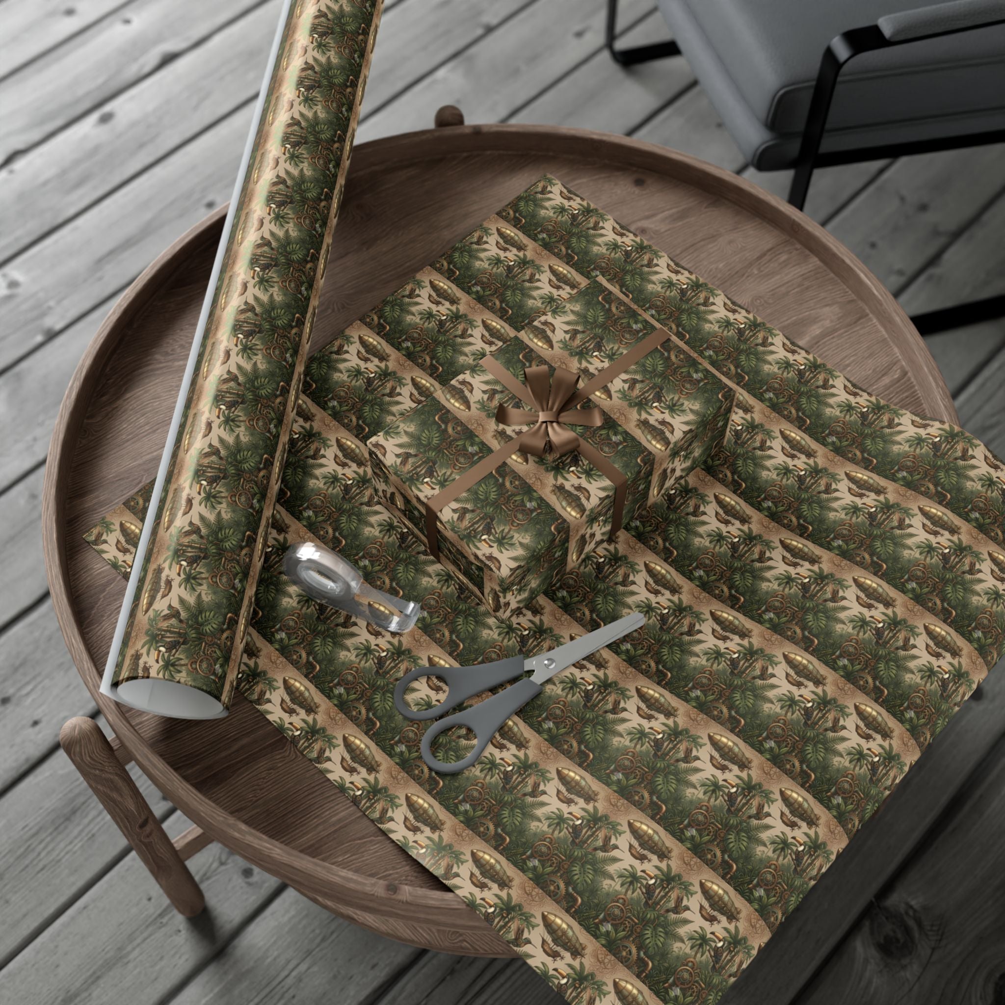 Vintage Jungle Pattern Gift Wrap Paper | Botanical Palm Wrapping Paper Roll