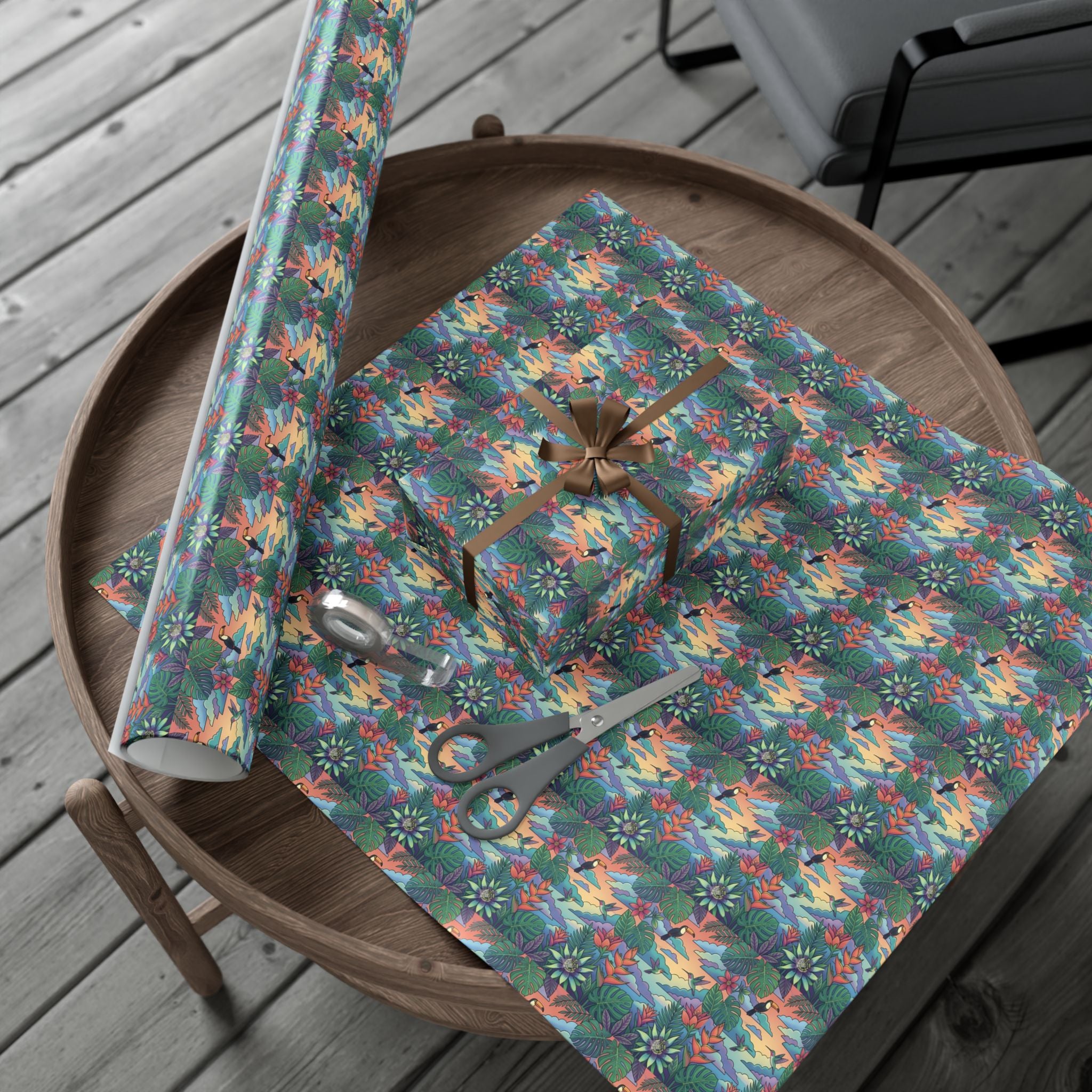 Tropical Floral Pattern Gift Wrap Papers | Botanical Jungle Wrapping Paper Roll