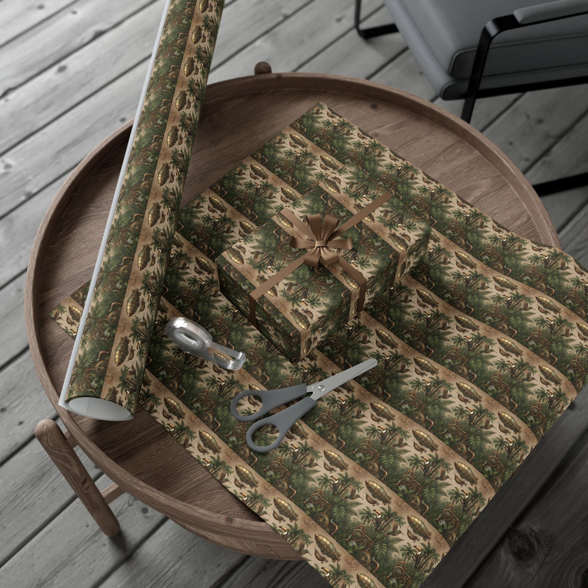 Vintage Jungle Pattern Gift Wrap Paper | Botanical Palm Wrapping Paper Roll