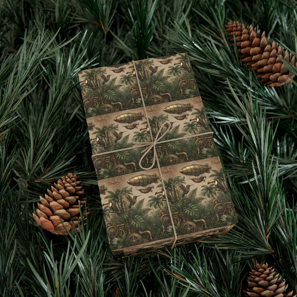 Vintage Jungle Pattern Gift Wrap Paper | Botanical Palm Wrapping Paper Roll