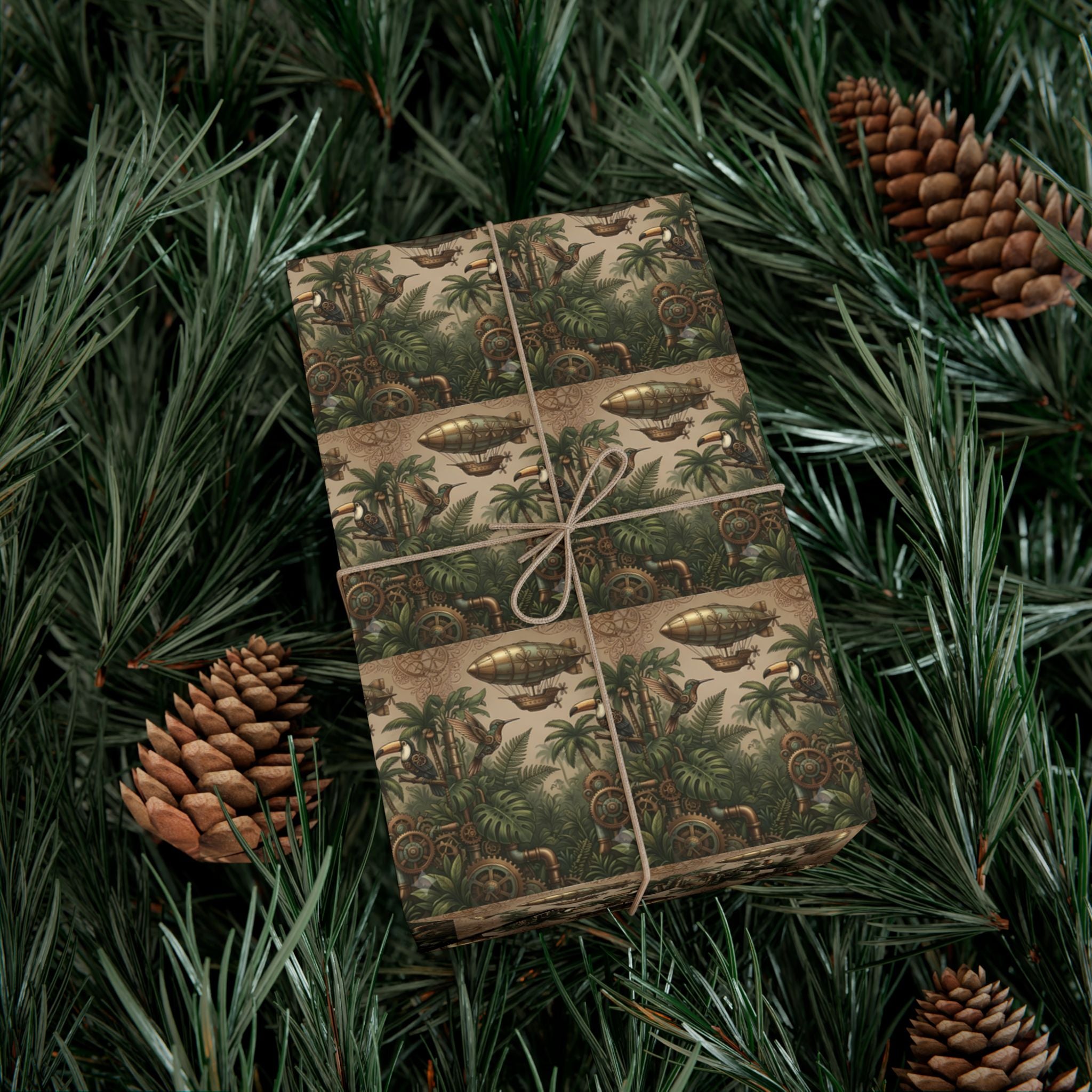Vintage Jungle Pattern Gift Wrap Paper | Botanical Palm Wrapping Paper Roll