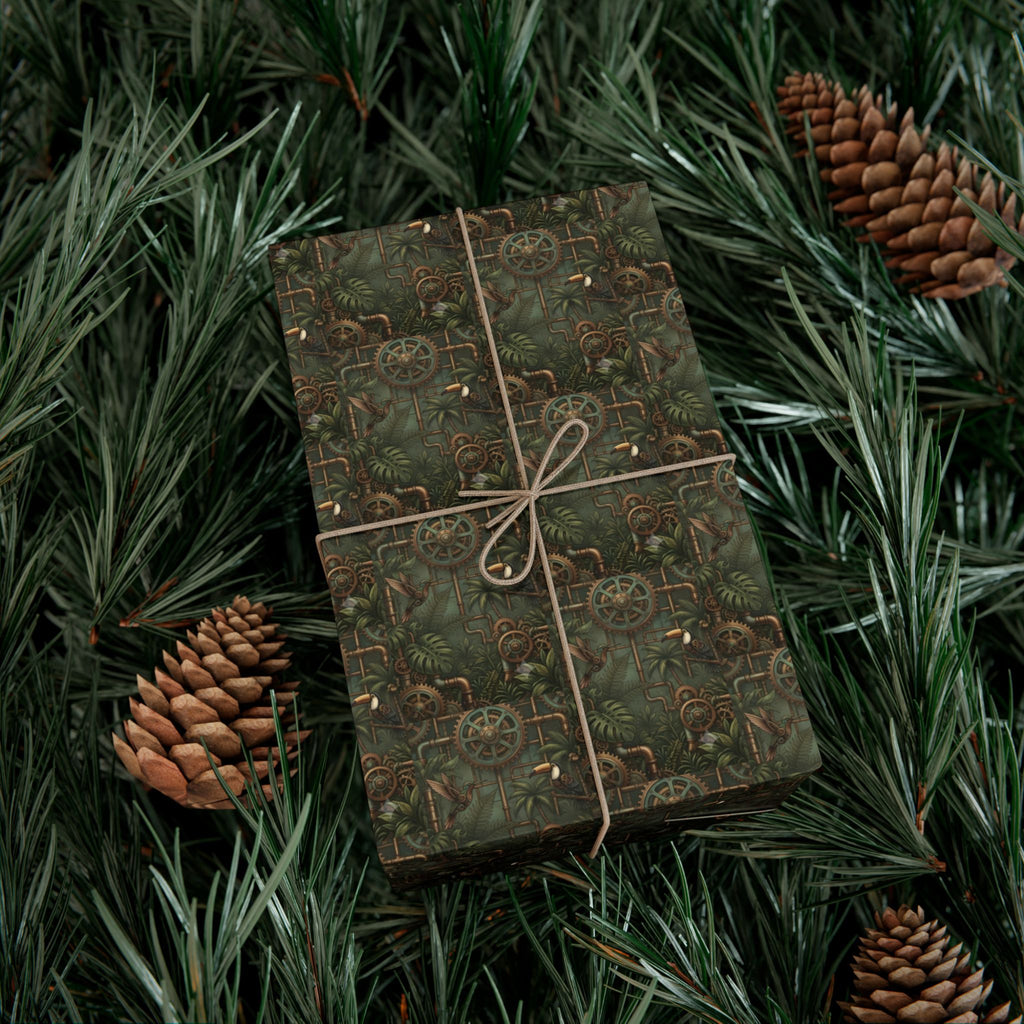 Vintage Floral Pattern Gift Wrap | Green Botanical Wrapping Paper