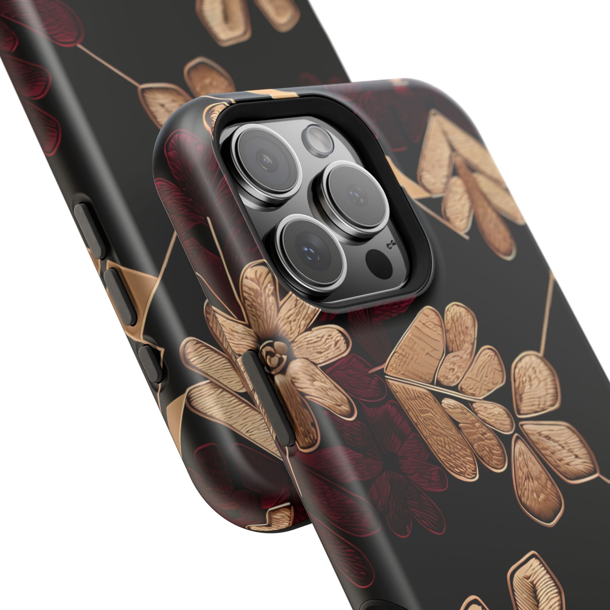 Gold Leaf Floral Phone Case | Impact-Resistant Case